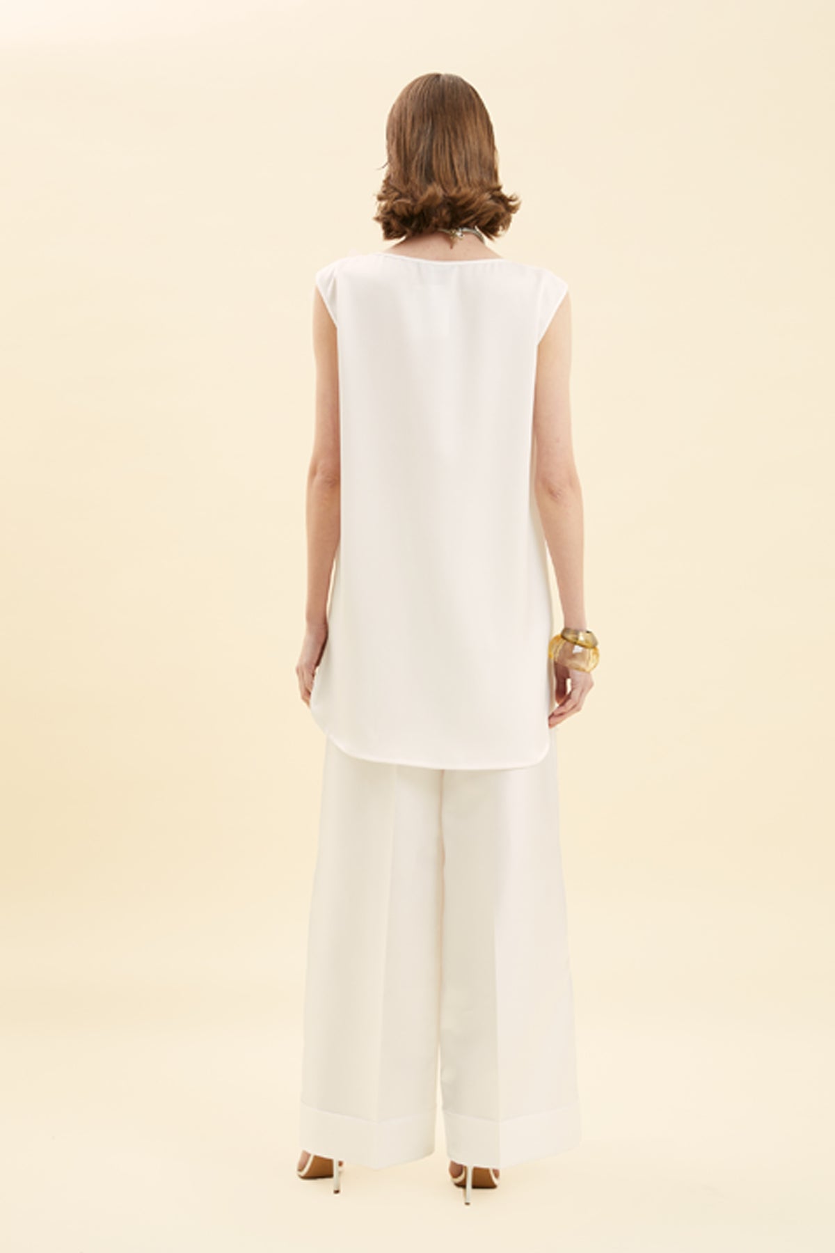 Floral Appliqué & Organza Embellished Sleeveless Tunic