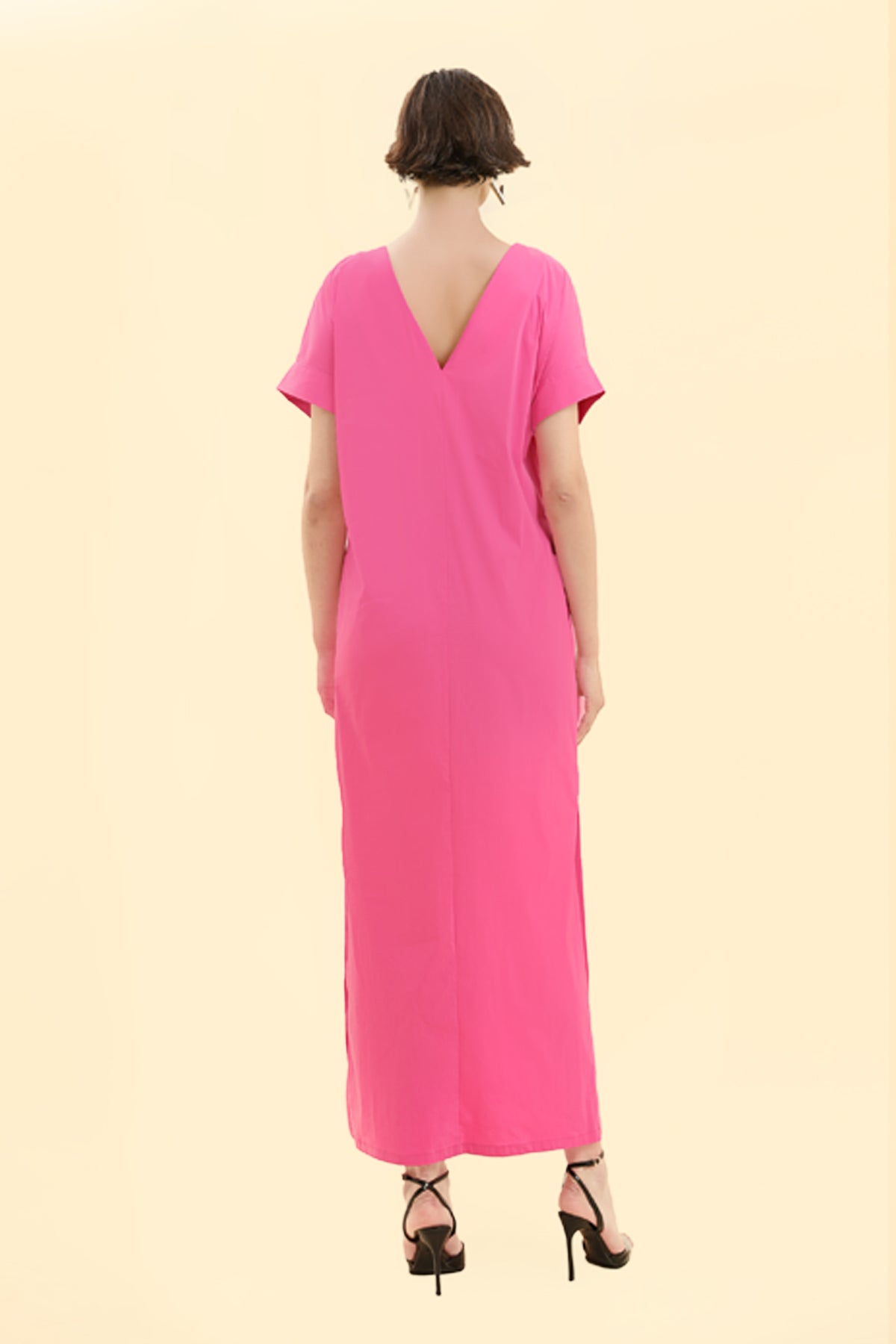 Metallic Rose-Embellished Long Dress