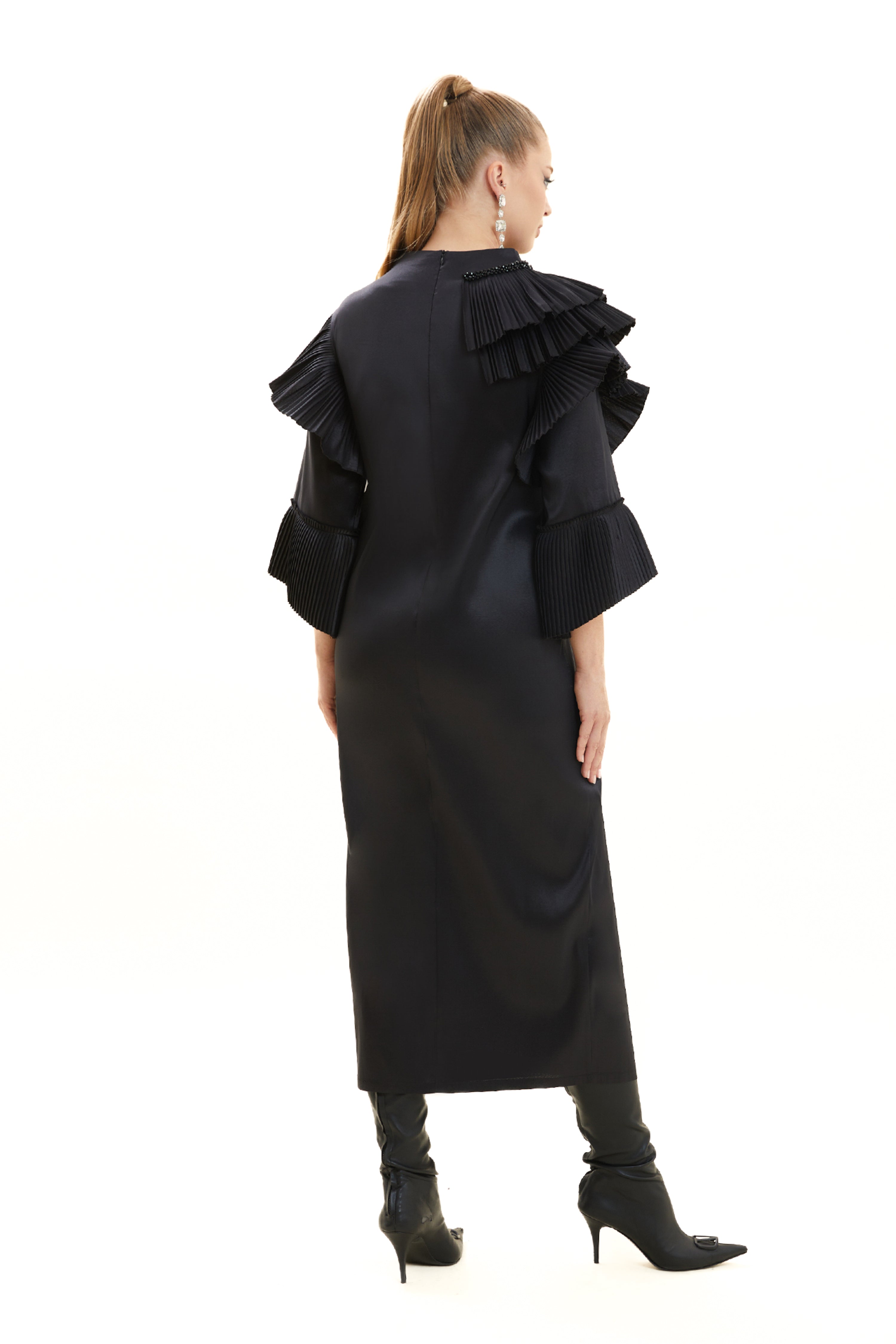 Pleated Taffeta Cocktail Dress