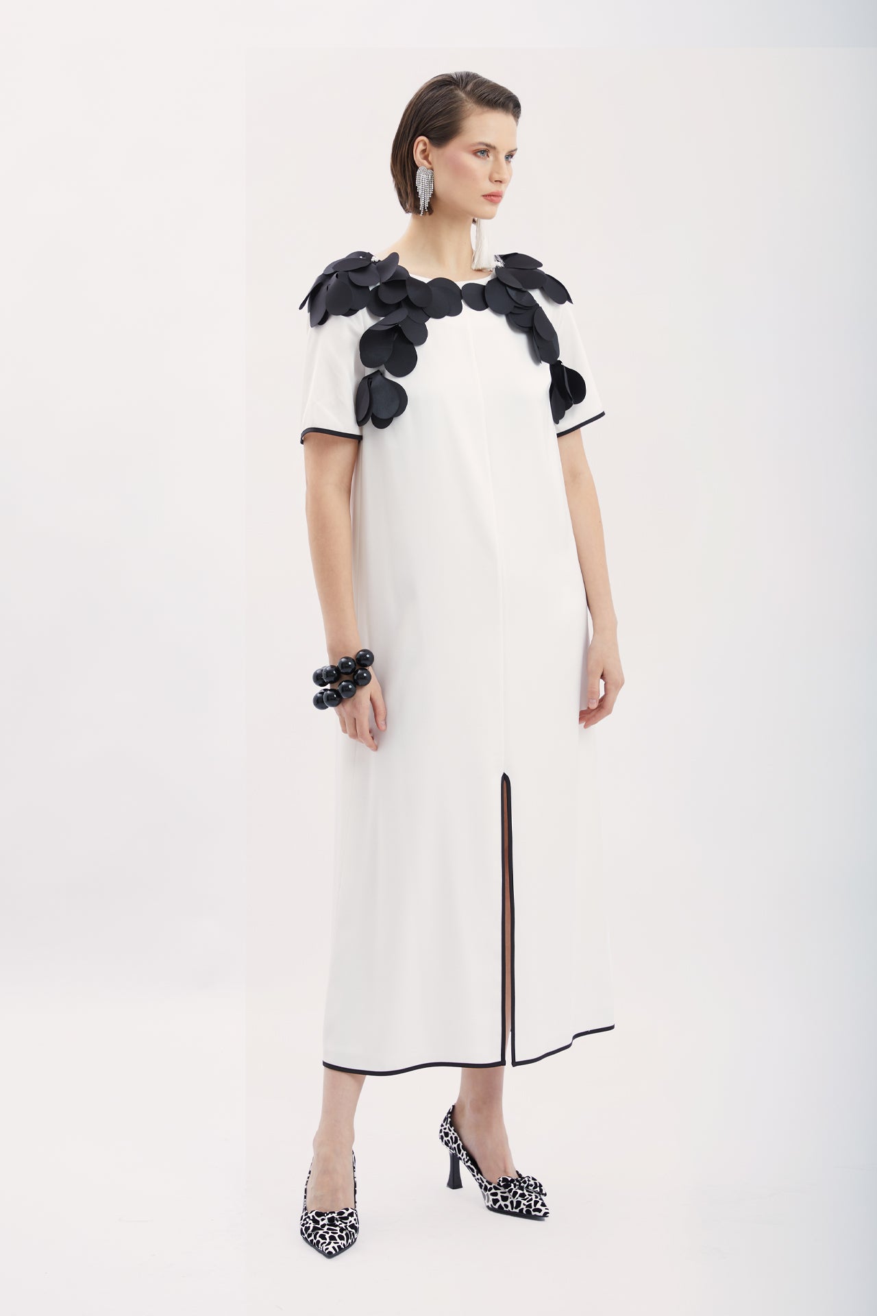 Dress with Floral Embroidered Accessories