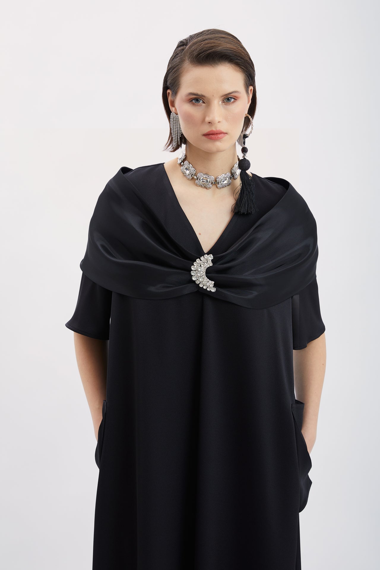 Bolero and Brooch Detailed Dress