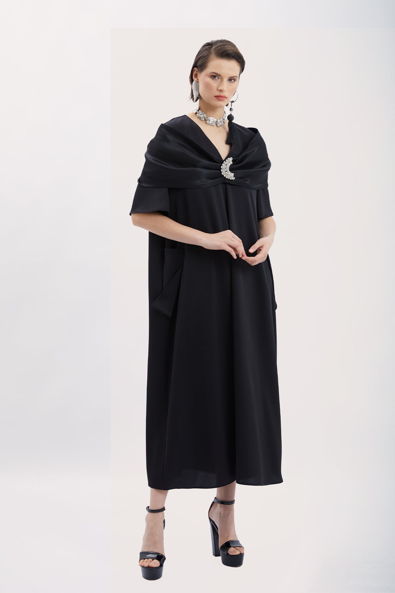 Bolero and Brooch Detailed Dress
