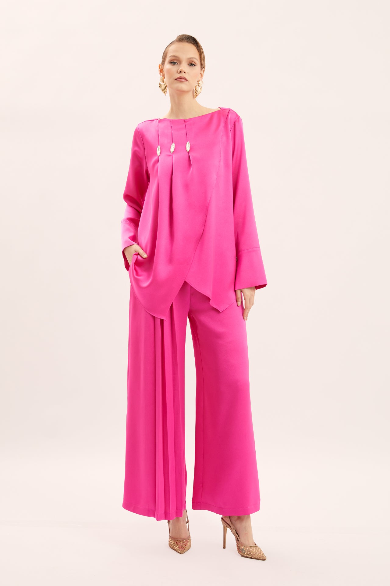 Stone Detail Blouse and Trouser Set