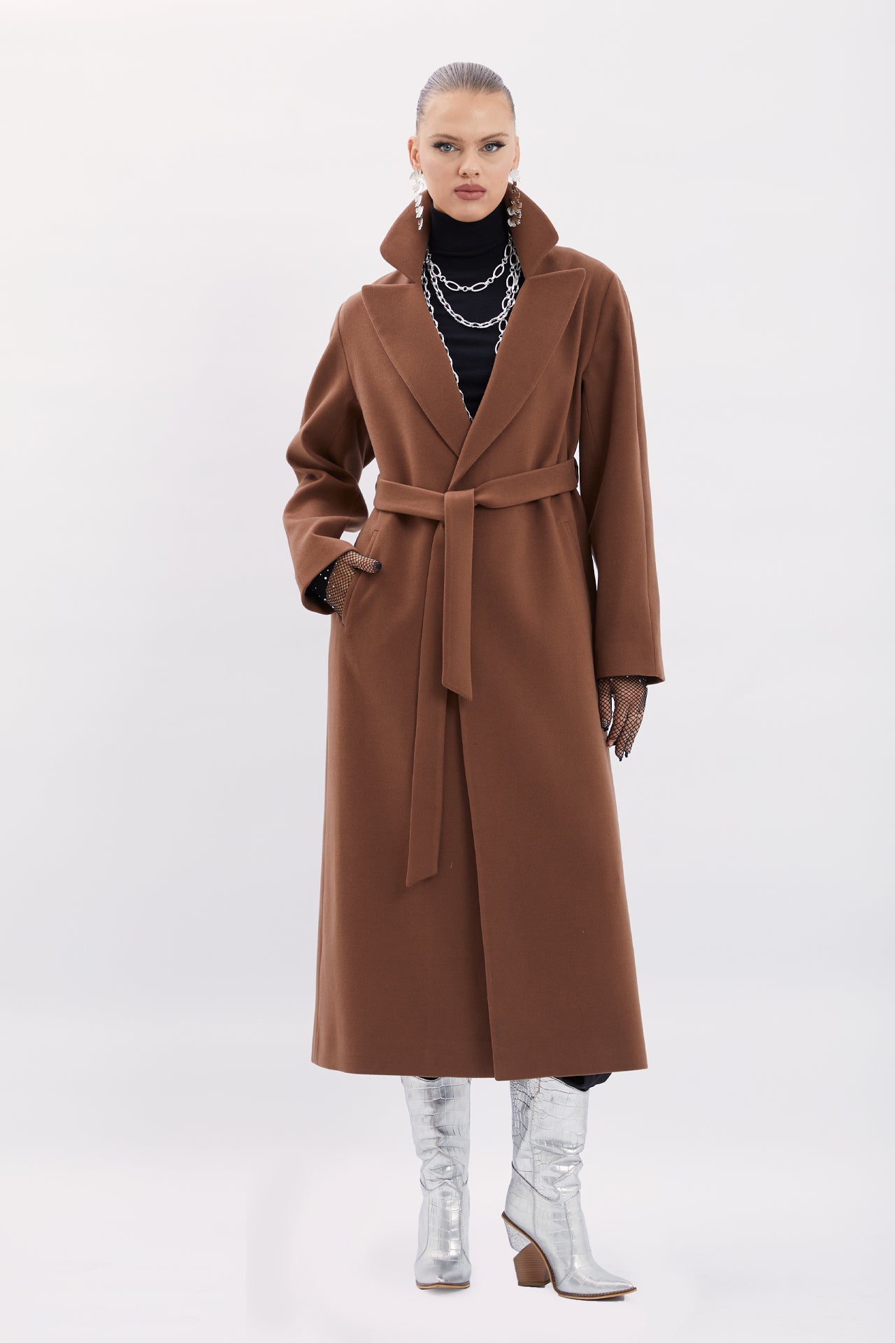 Belted Coat with Belt Detail