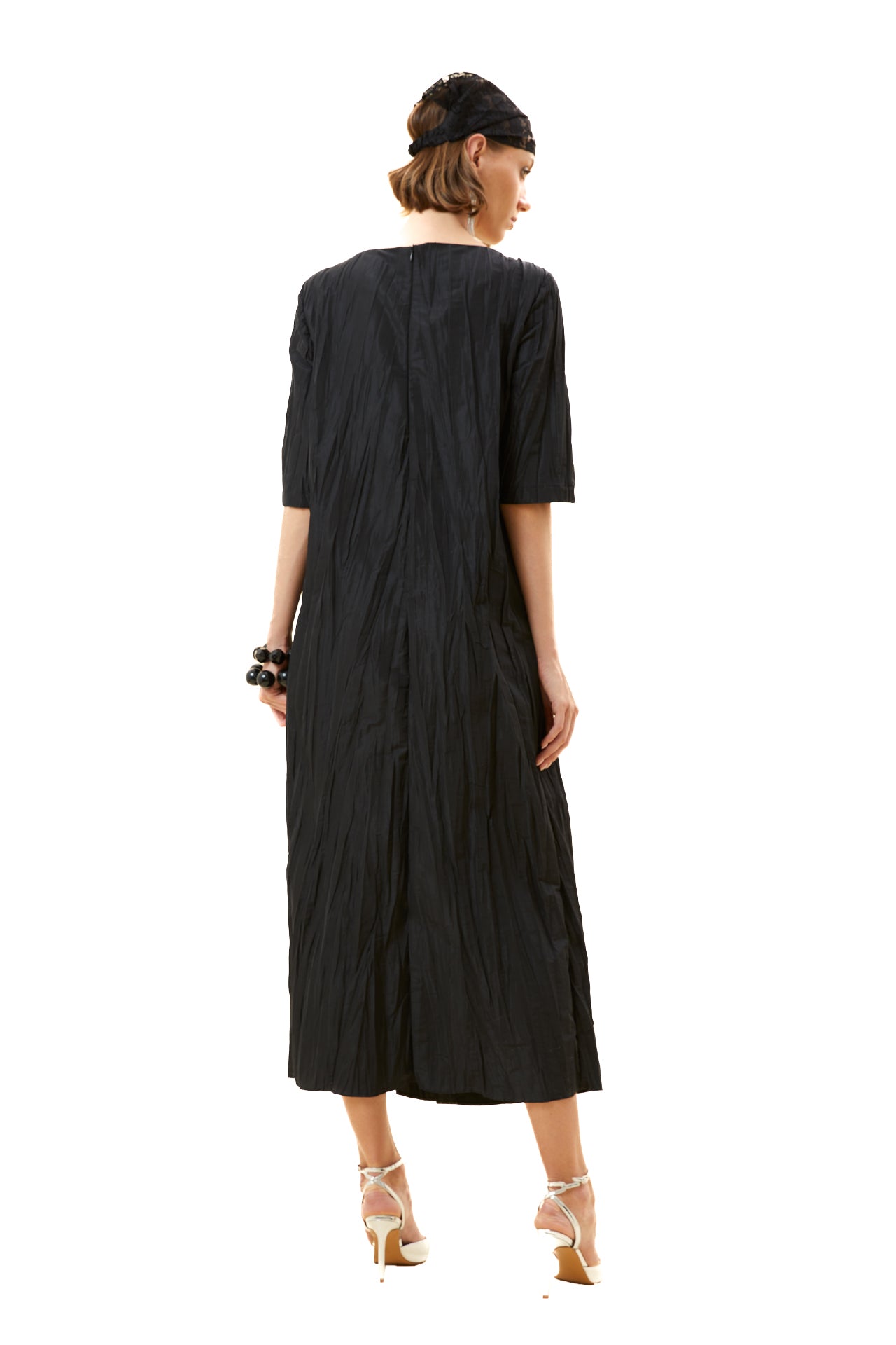 Appliqued Krash Taffeta Dress