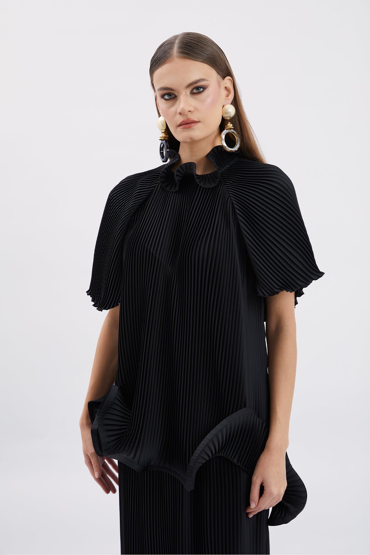 Pleated Skırt Set Wıth Ruffle Detaıl