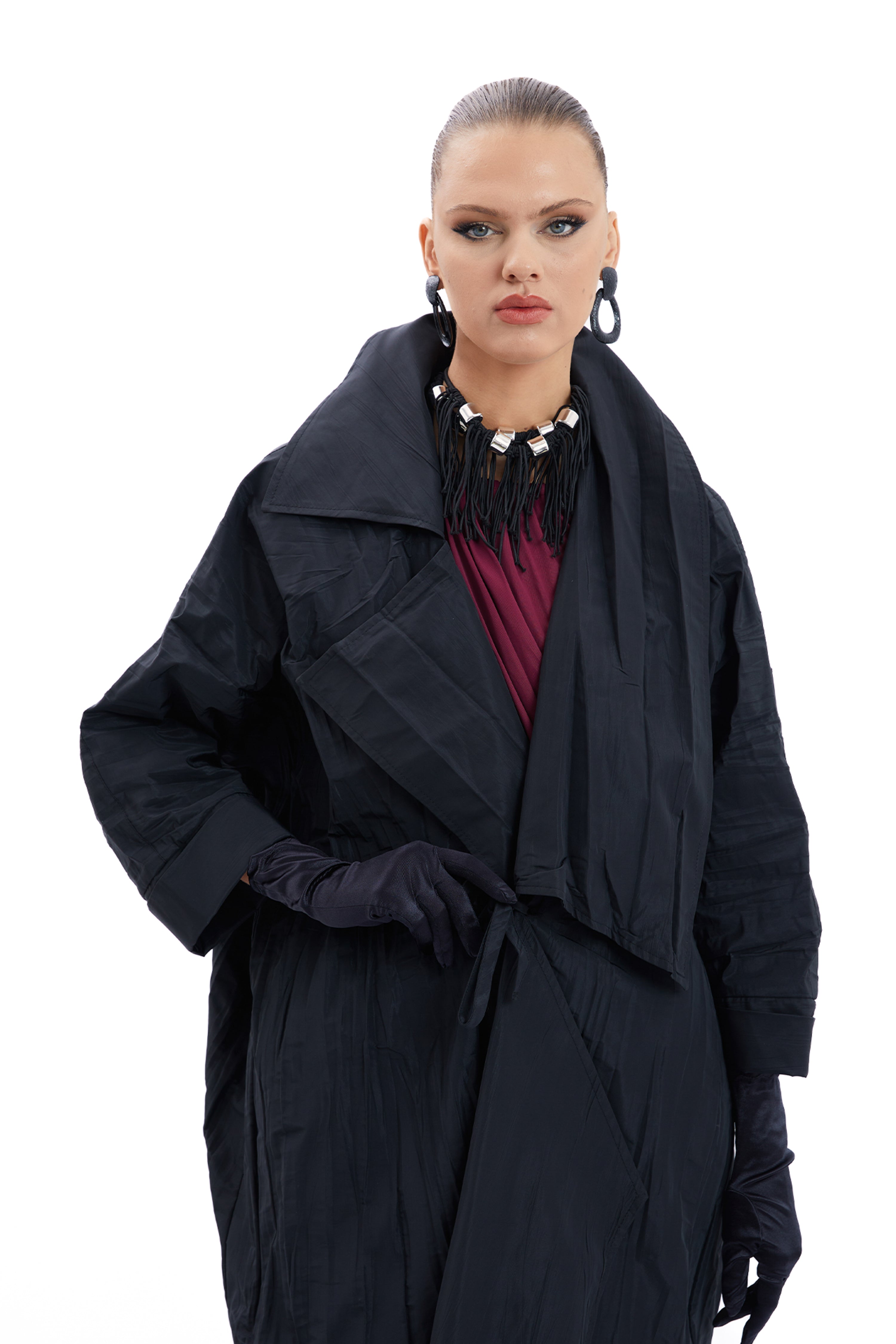 Oversized Taffeta Trench Coat