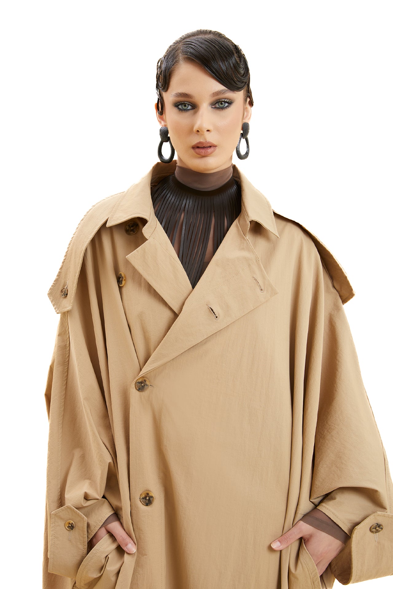 Asymmetrical Cut Trench Coat