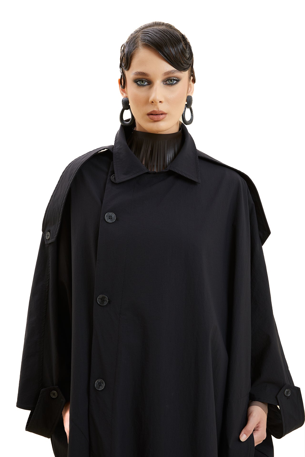 Asymmetrical Cut Trench Coat