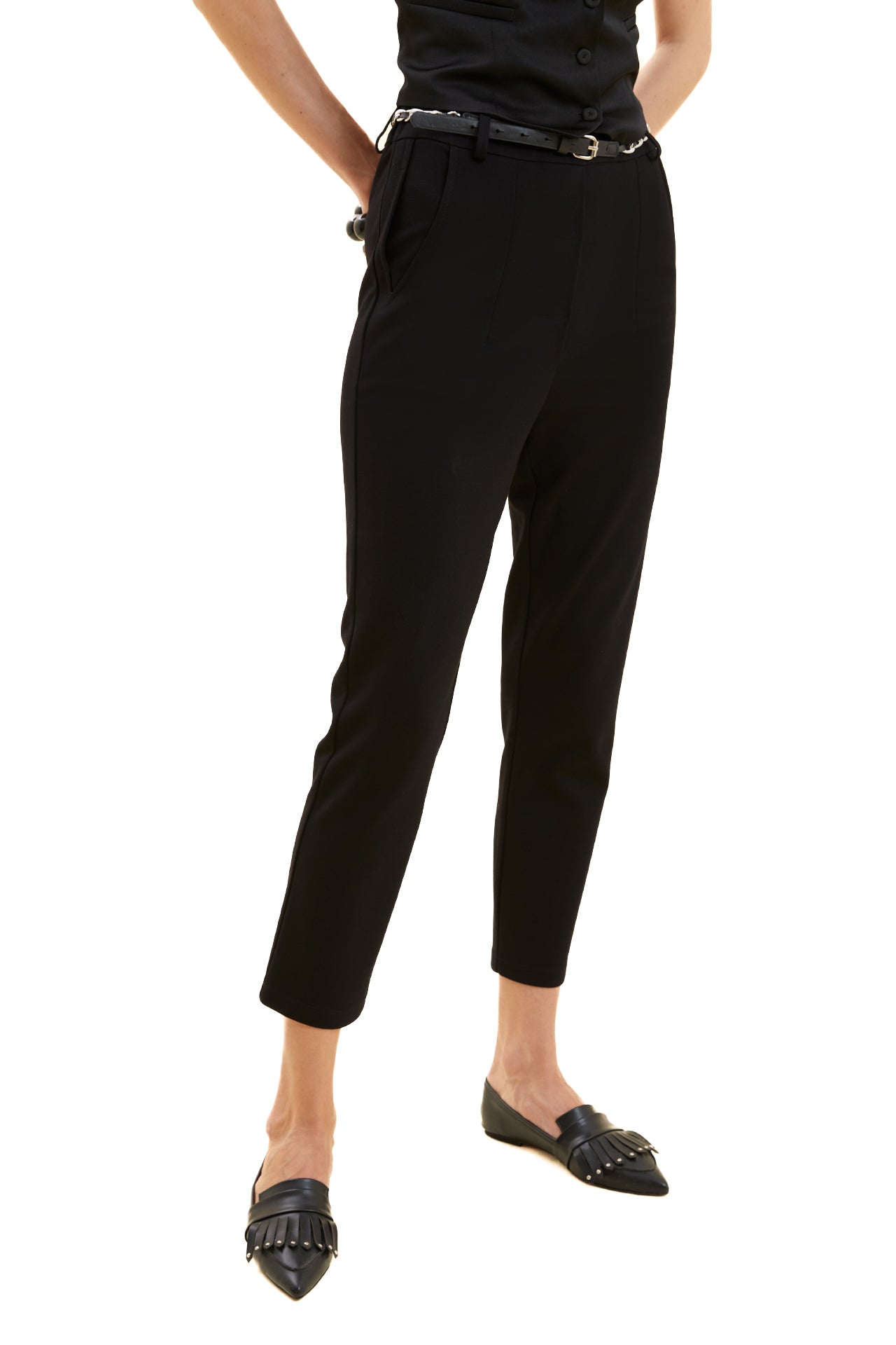 Belted Knitted Pencil Pants