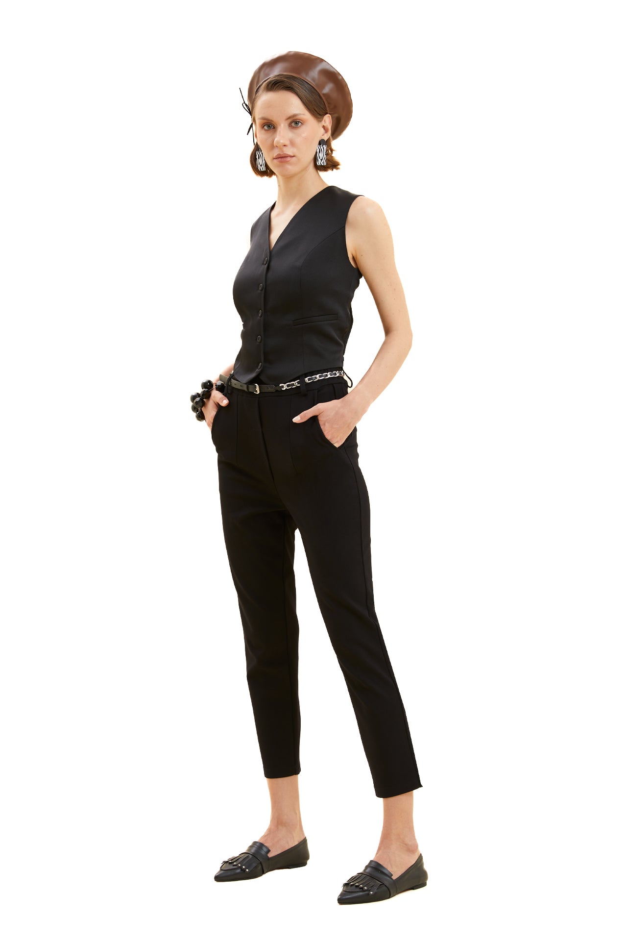 Kemerli Örme Kalem Pantolon