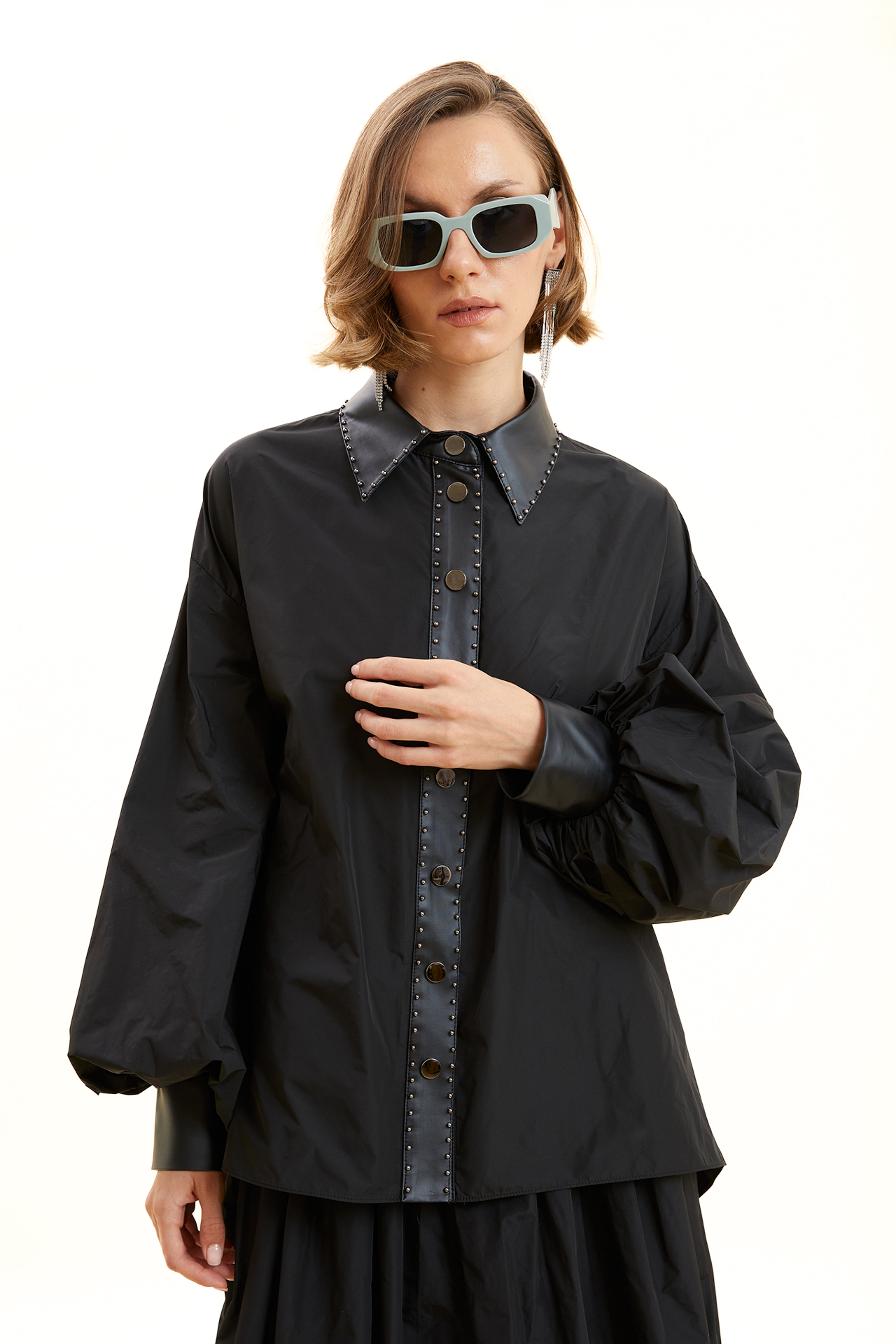 Leather Detailed Shirt