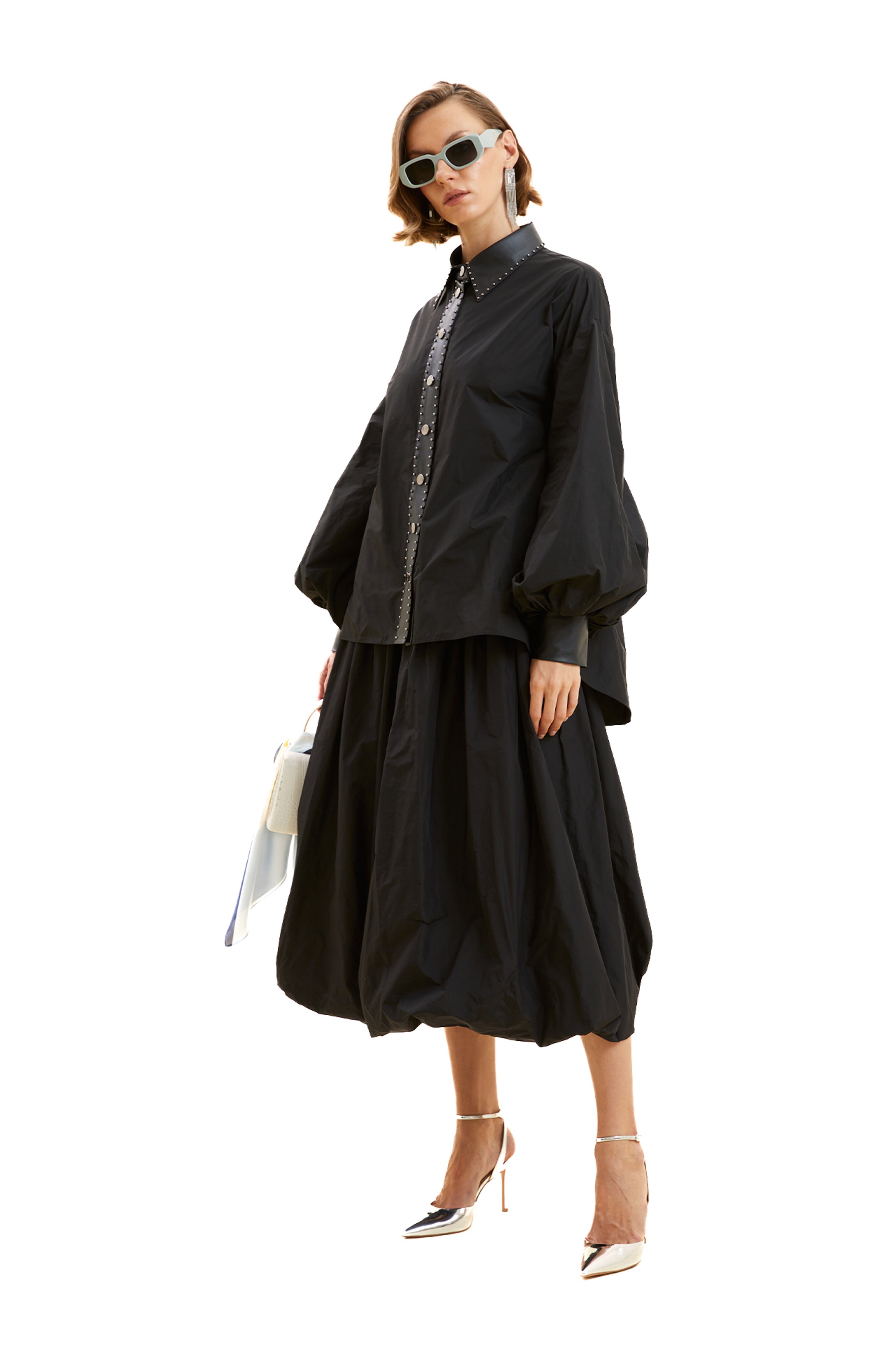 Deri Detaylı Gömlek