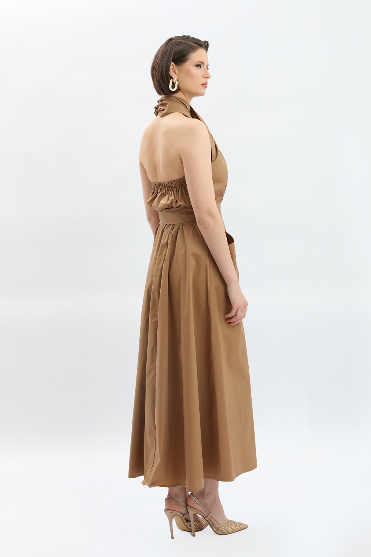Avant-Garde Draped Neck Midi/Maxi Dress