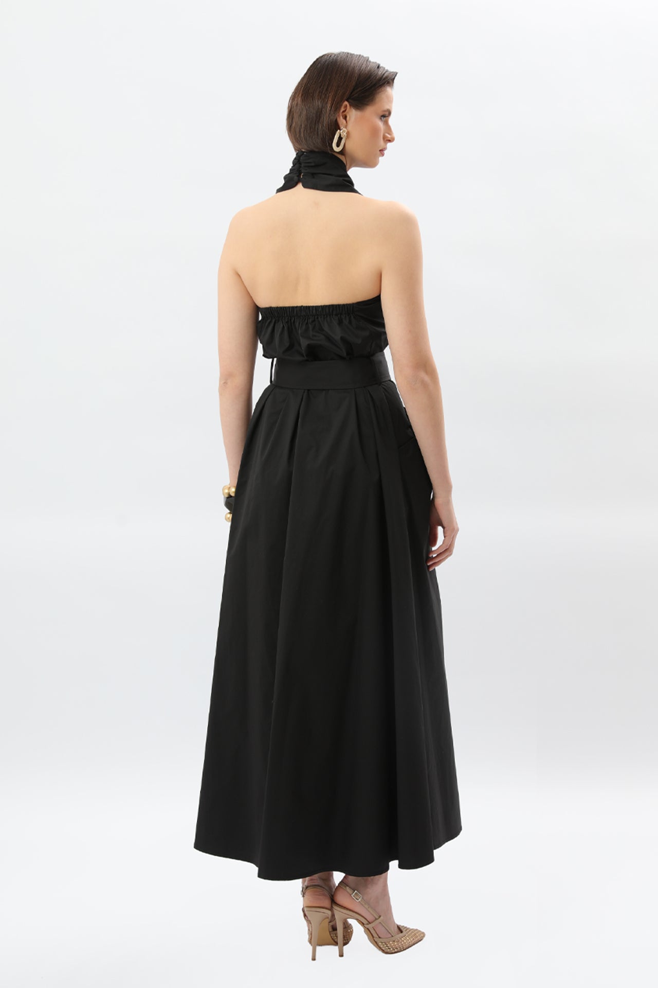 Avant-Garde Draped Neck Midi/Maxi Dress