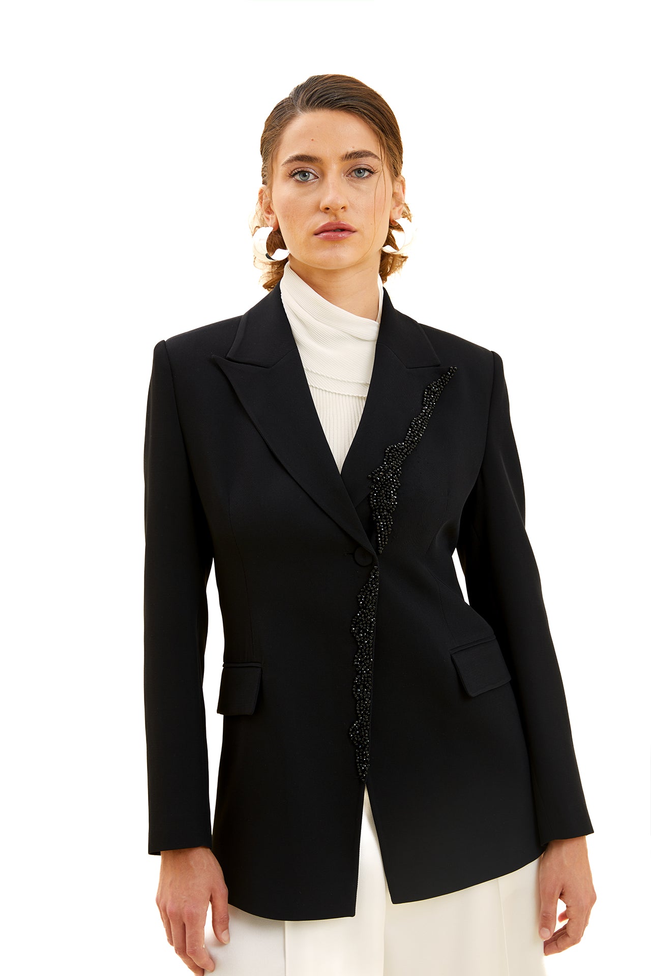 Stone Embroidered Double Breasted Jacket