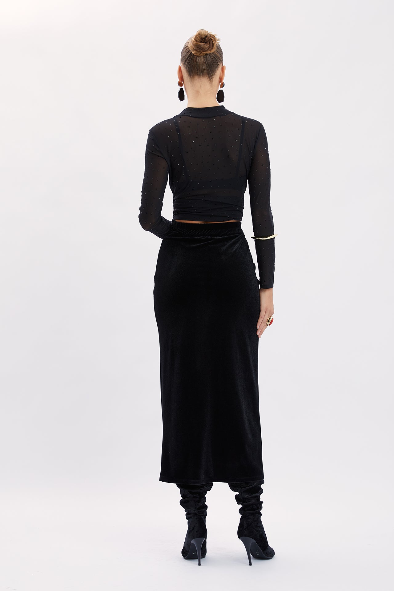 Skirt with Elastic Waist and Pleat Details