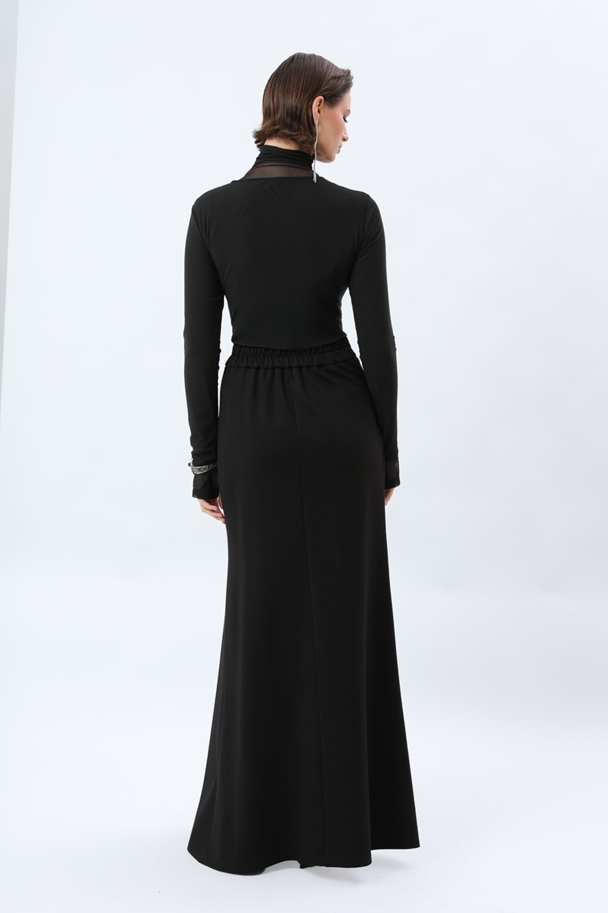 Tailored High-Slit Fishtail Evening Maxi Skirt