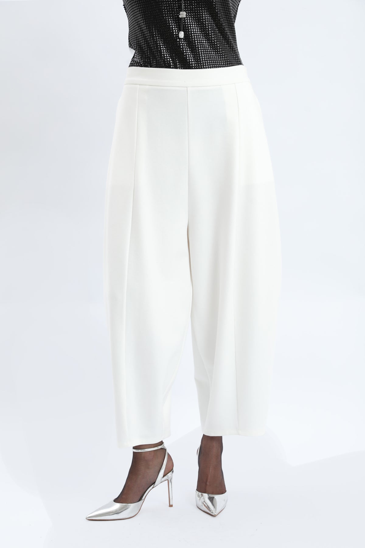 High-Waisted Harem Silhouette Wide-Leg Trousers