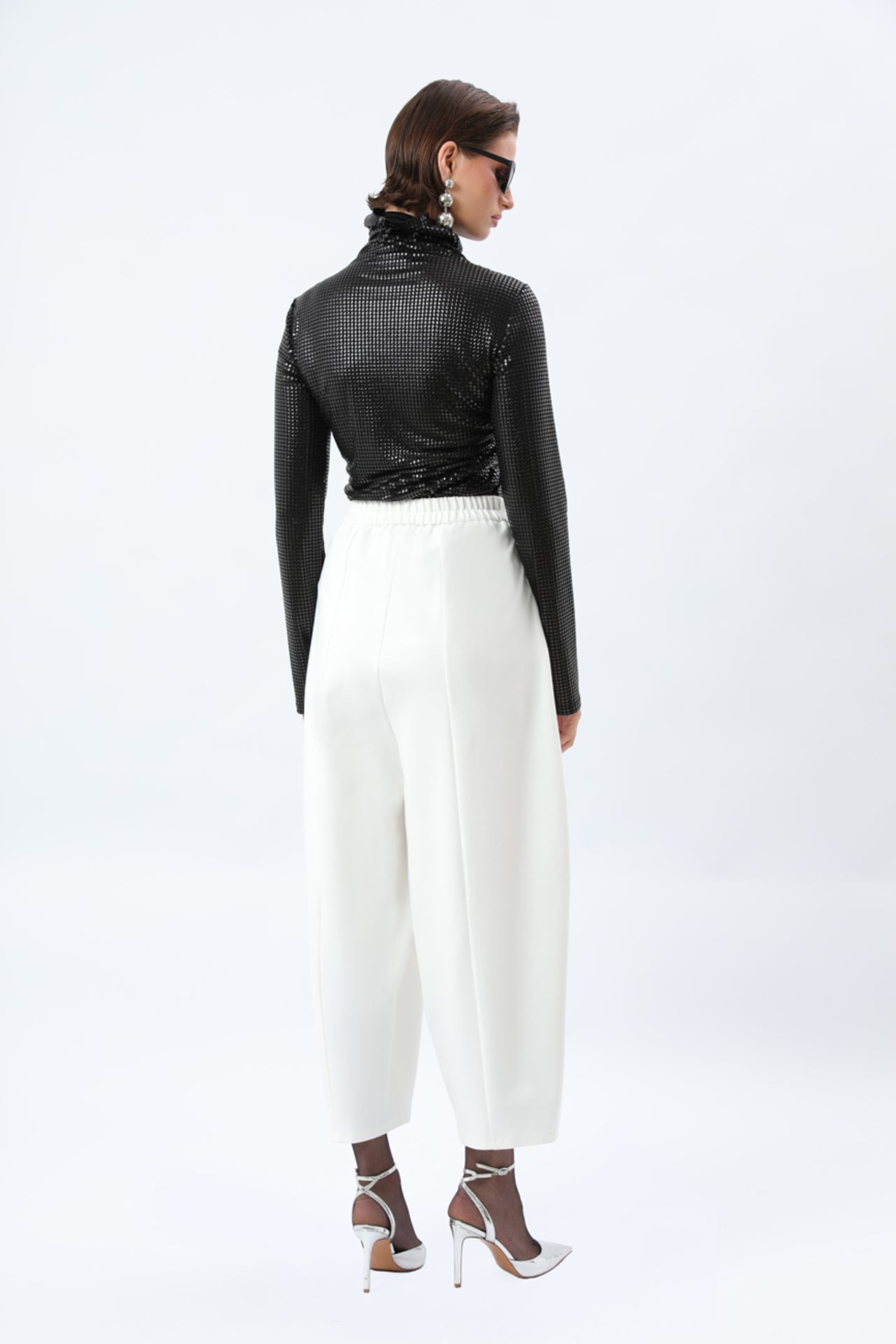 High-Waisted Harem Silhouette Wide-Leg Trousers