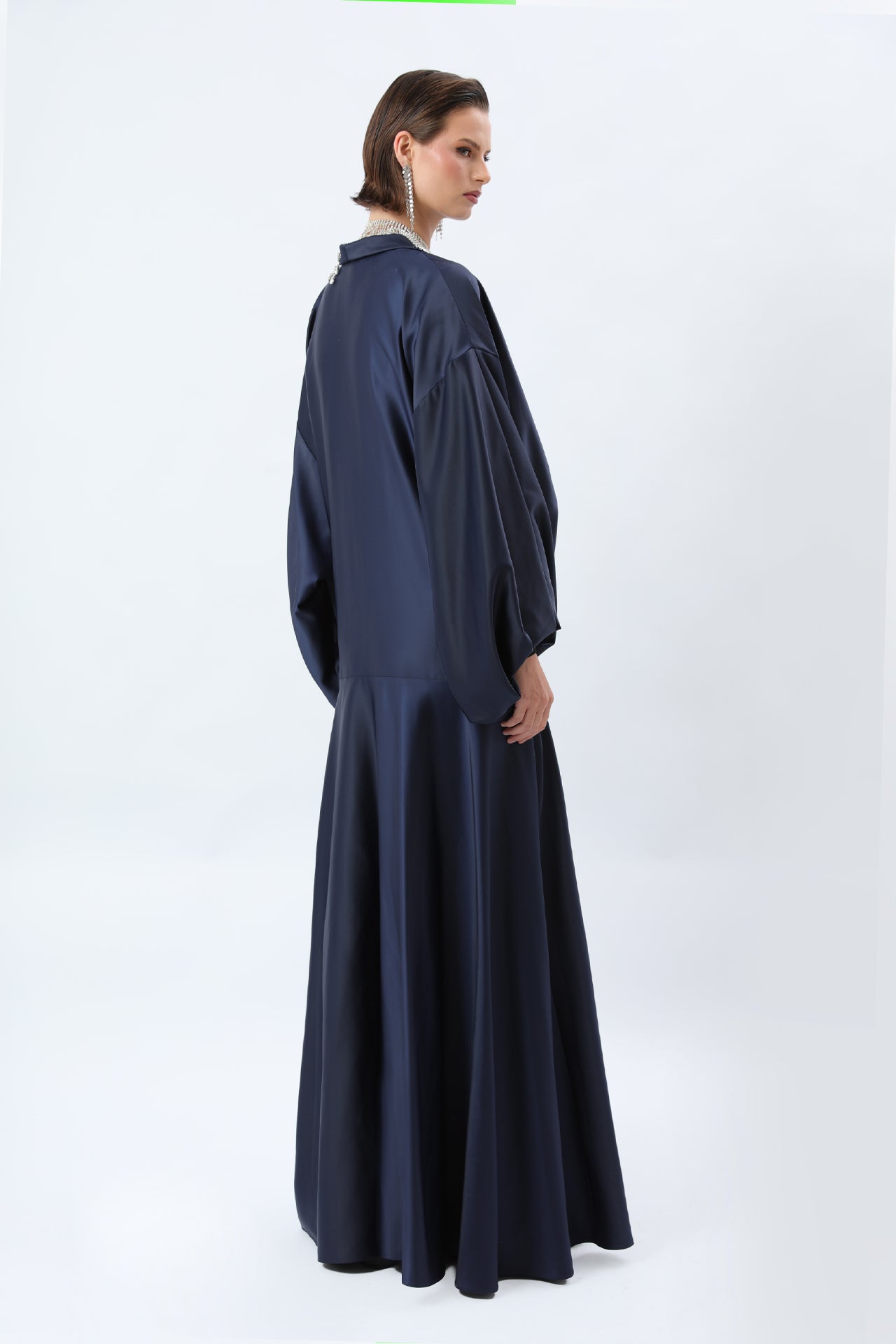 Draped Front Satin Evening Abaya / Evening Dress