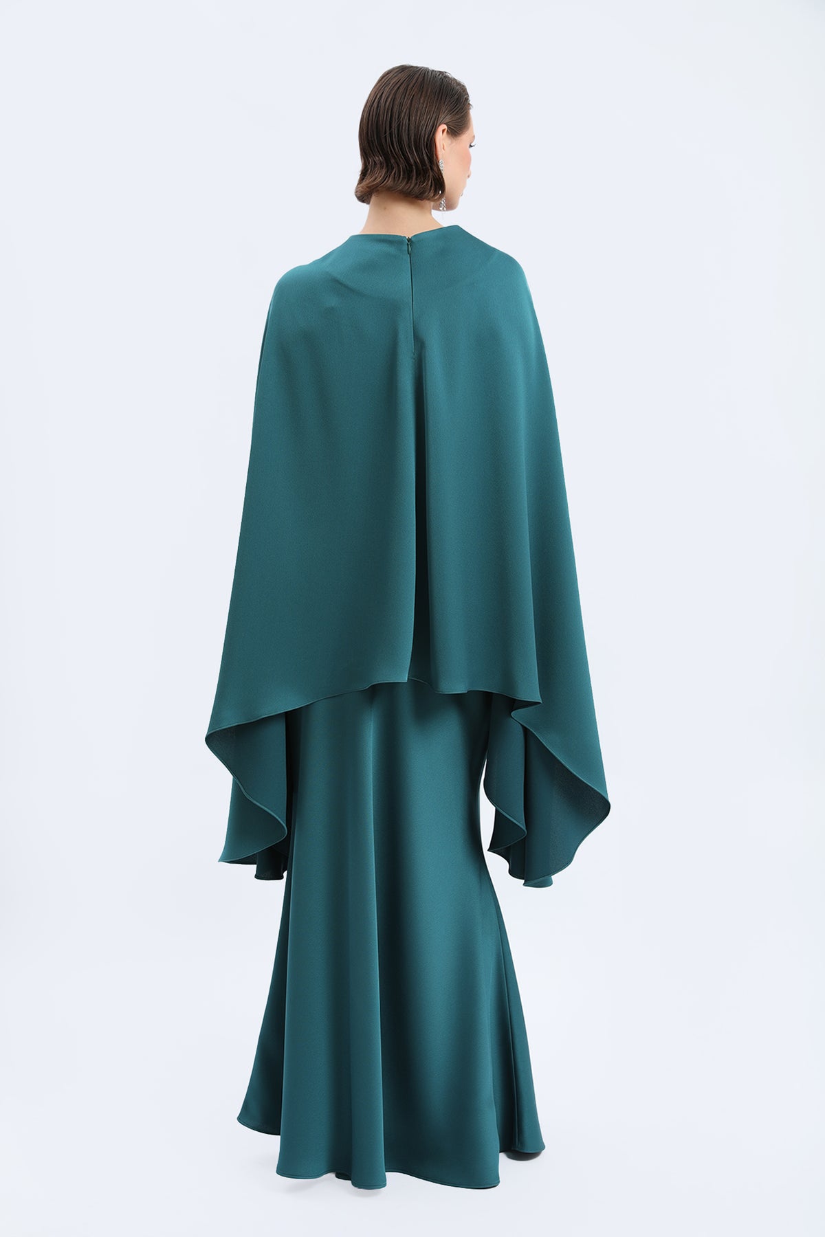 Cape-Sleeve Asymmetric Tunic & Skirt Set