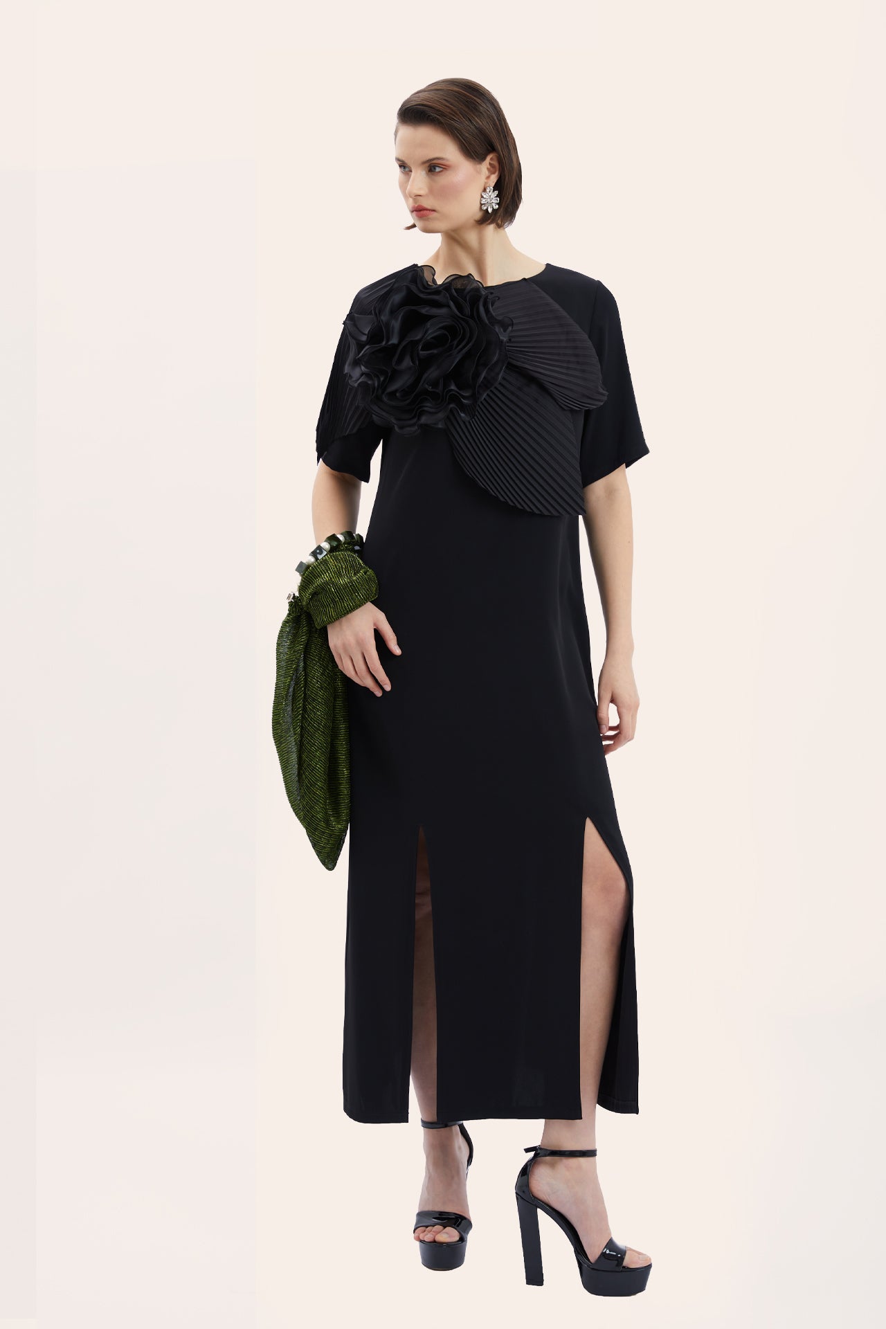 Dress with Floral Accessories