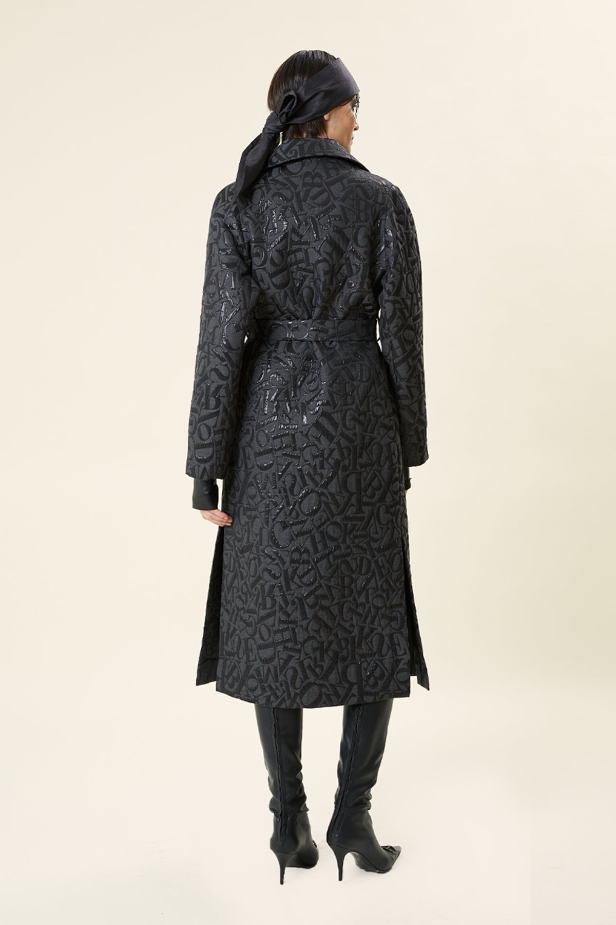 Embossed Monogram Belted Long Coat
