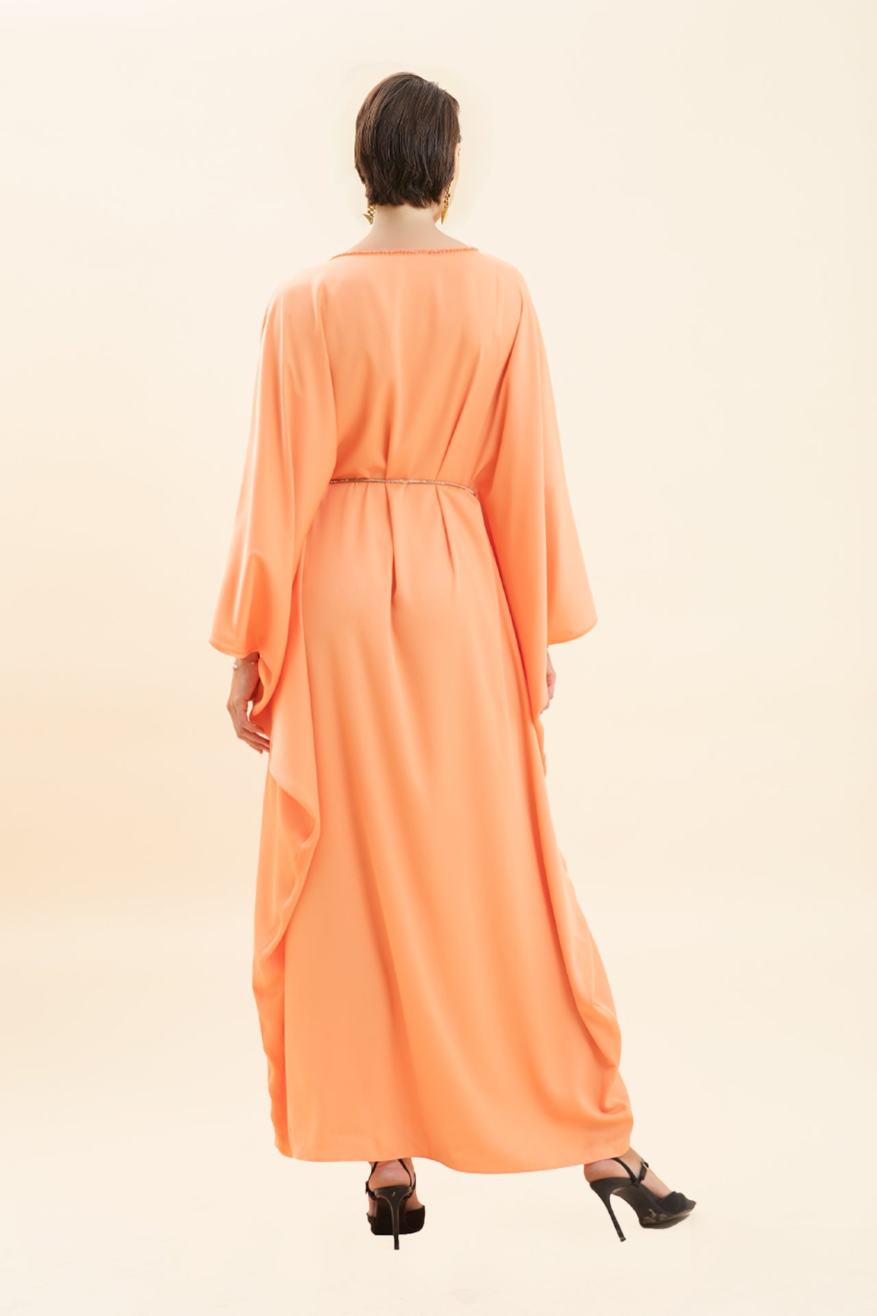 Dress with Floral Details and Ribbon Accessories