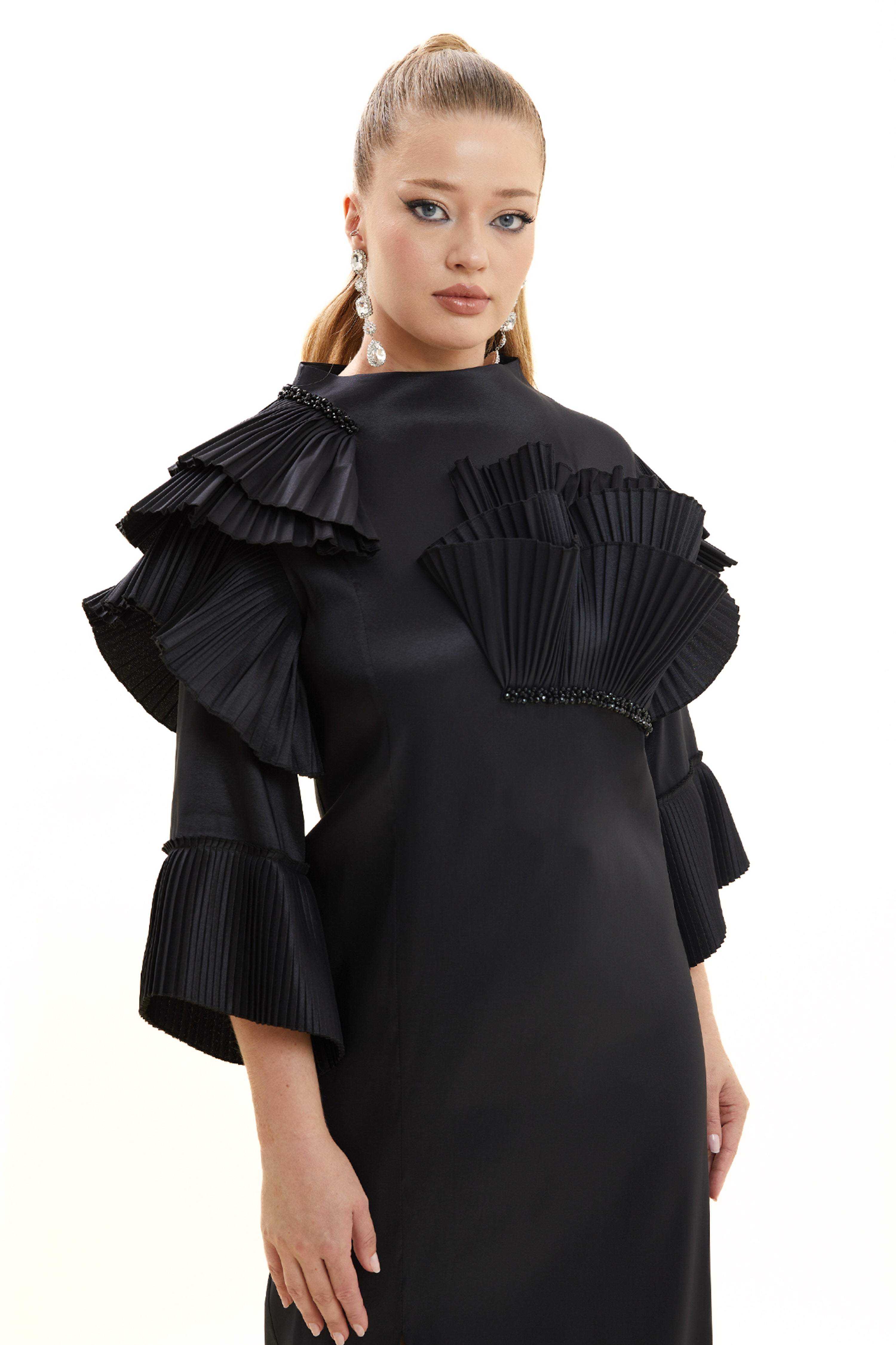 Pleated Taffeta Cocktail Dress