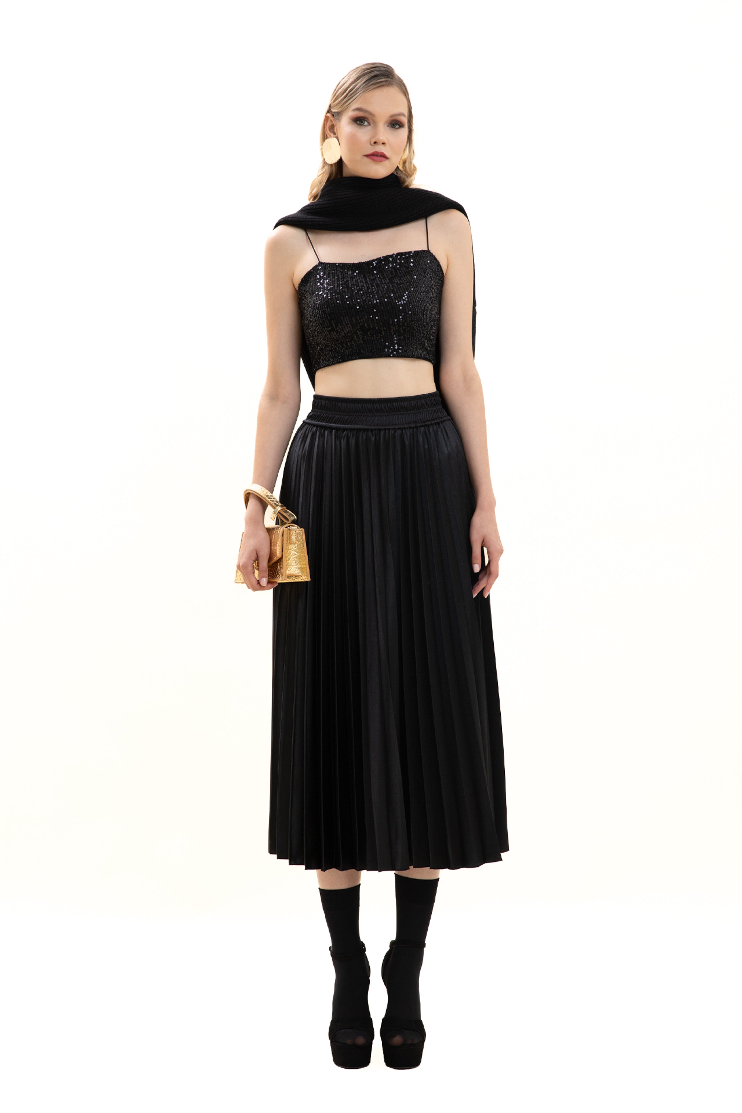 Pleated Midi Skirt
