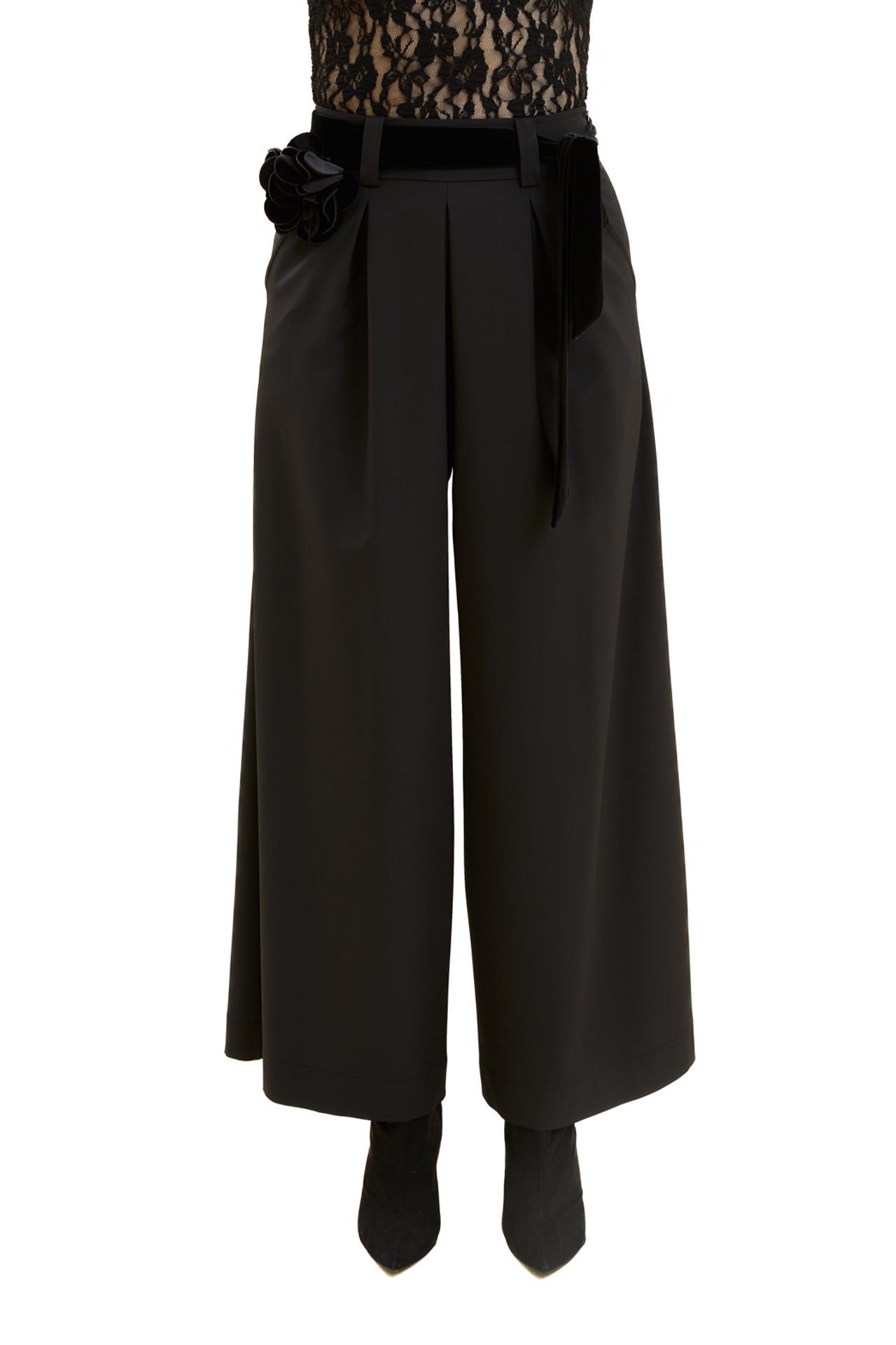 Wide-Leg Trousers with Belt Detail