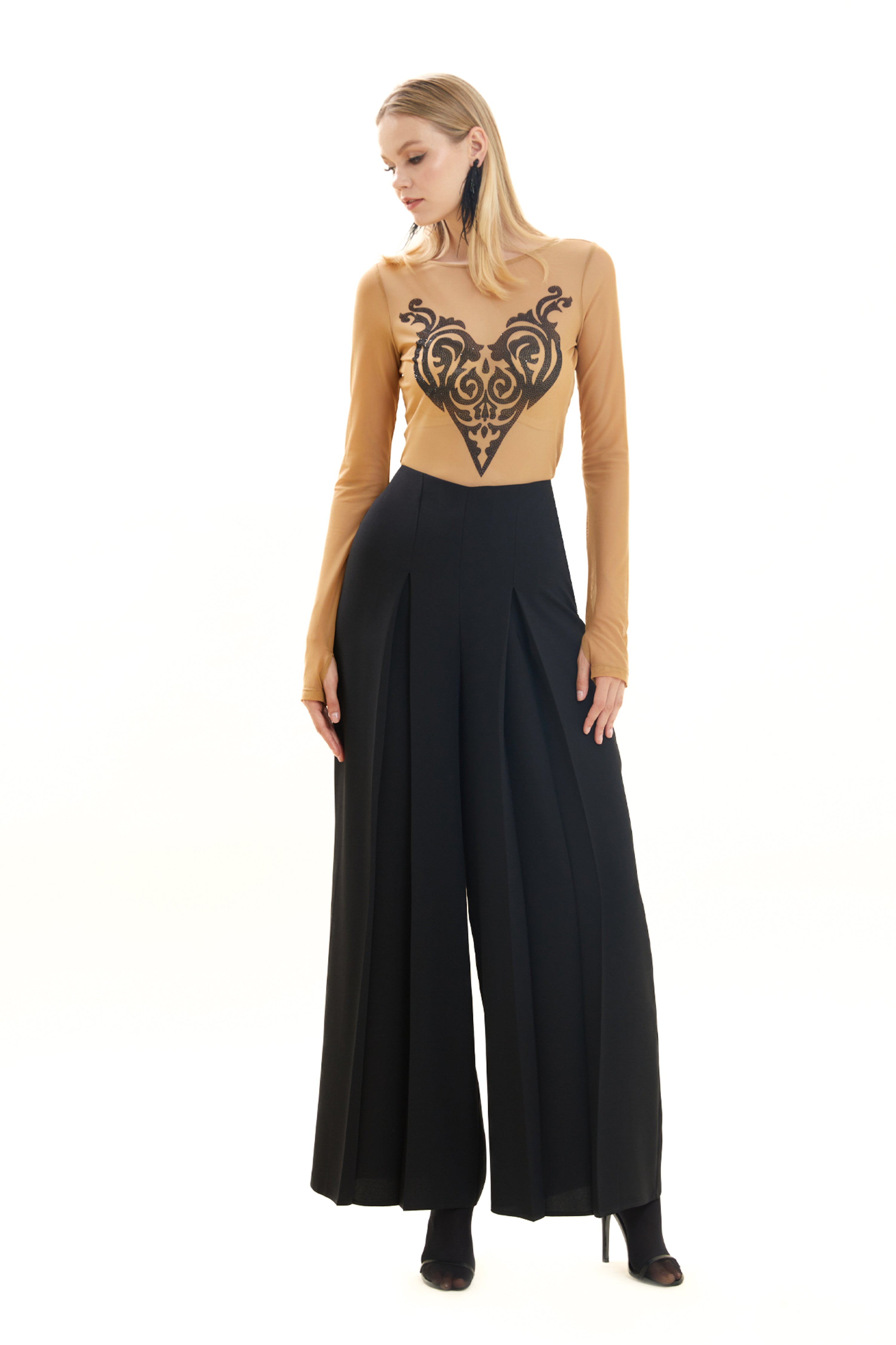 Pleated Flared Trousers