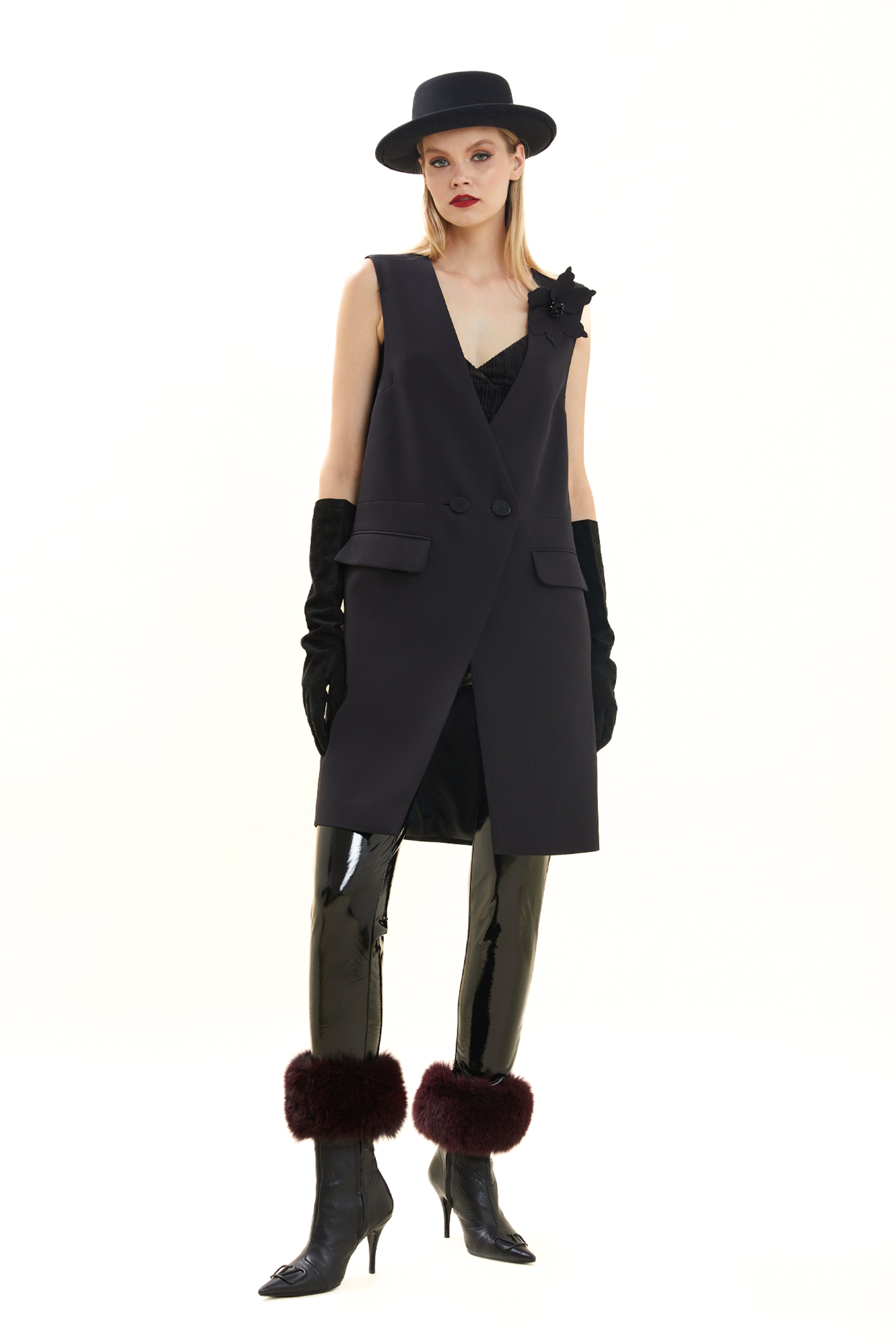 Double Breasted Crepe Vest