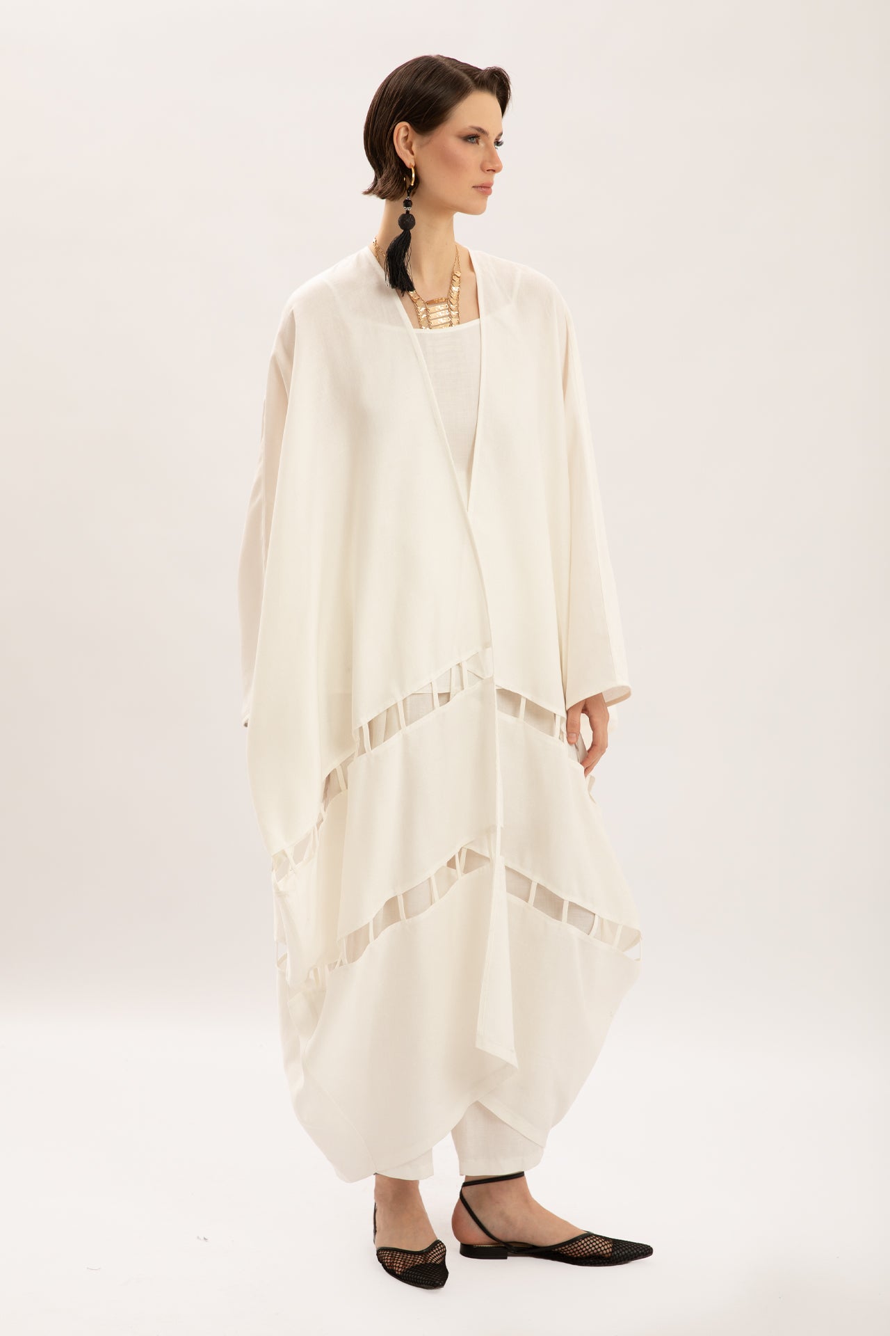 Asymmetrical Cut Linen Caftan