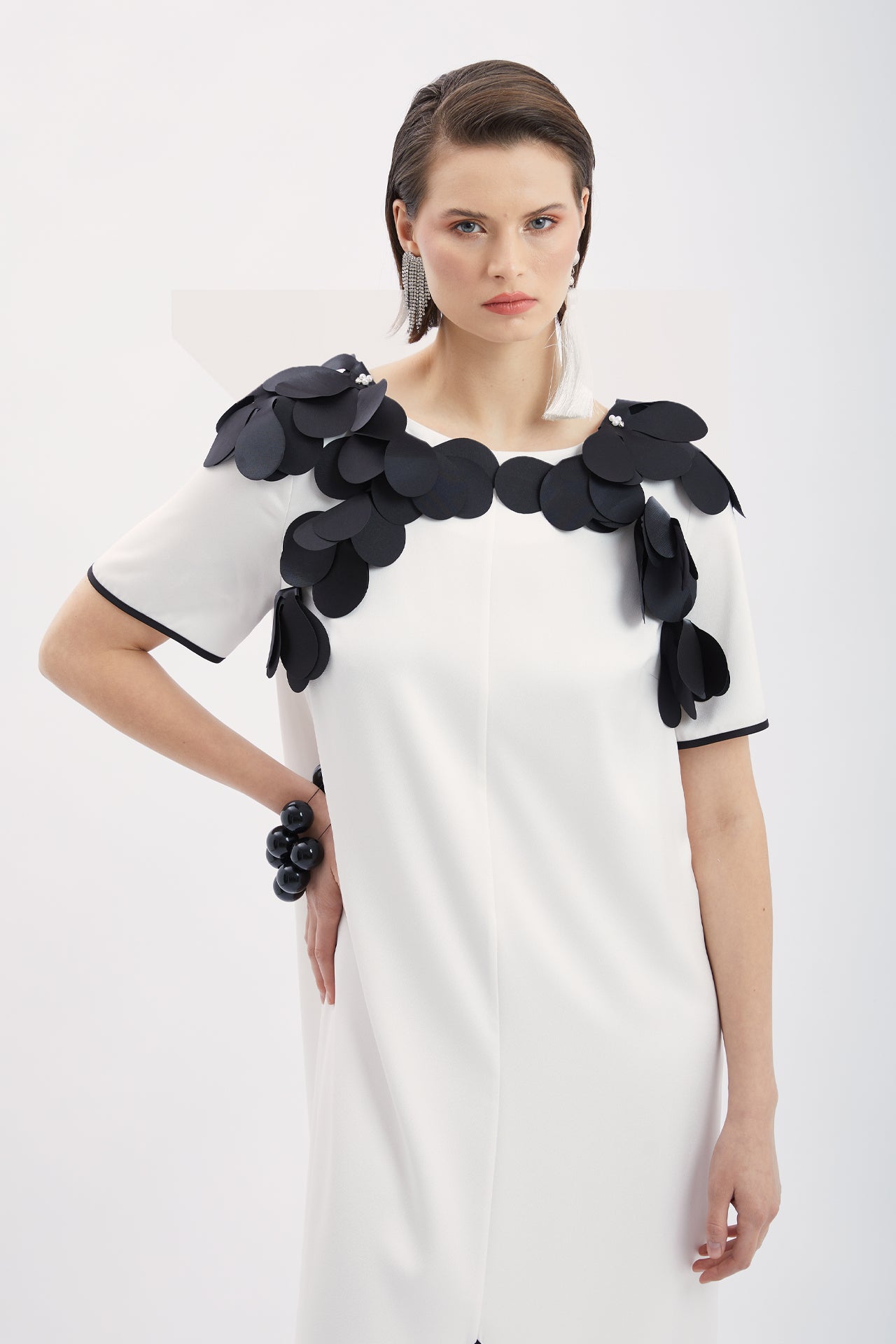 Dress with Floral Embroidered Accessories