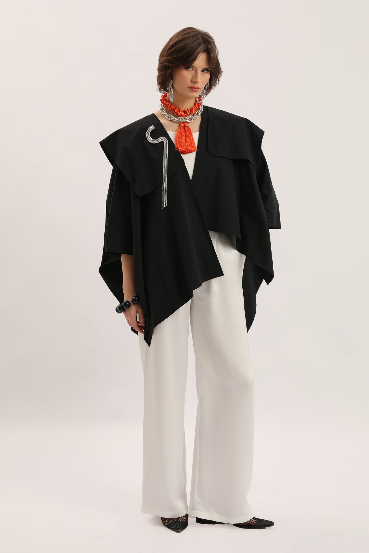 Trench Coat with Brooch Detail