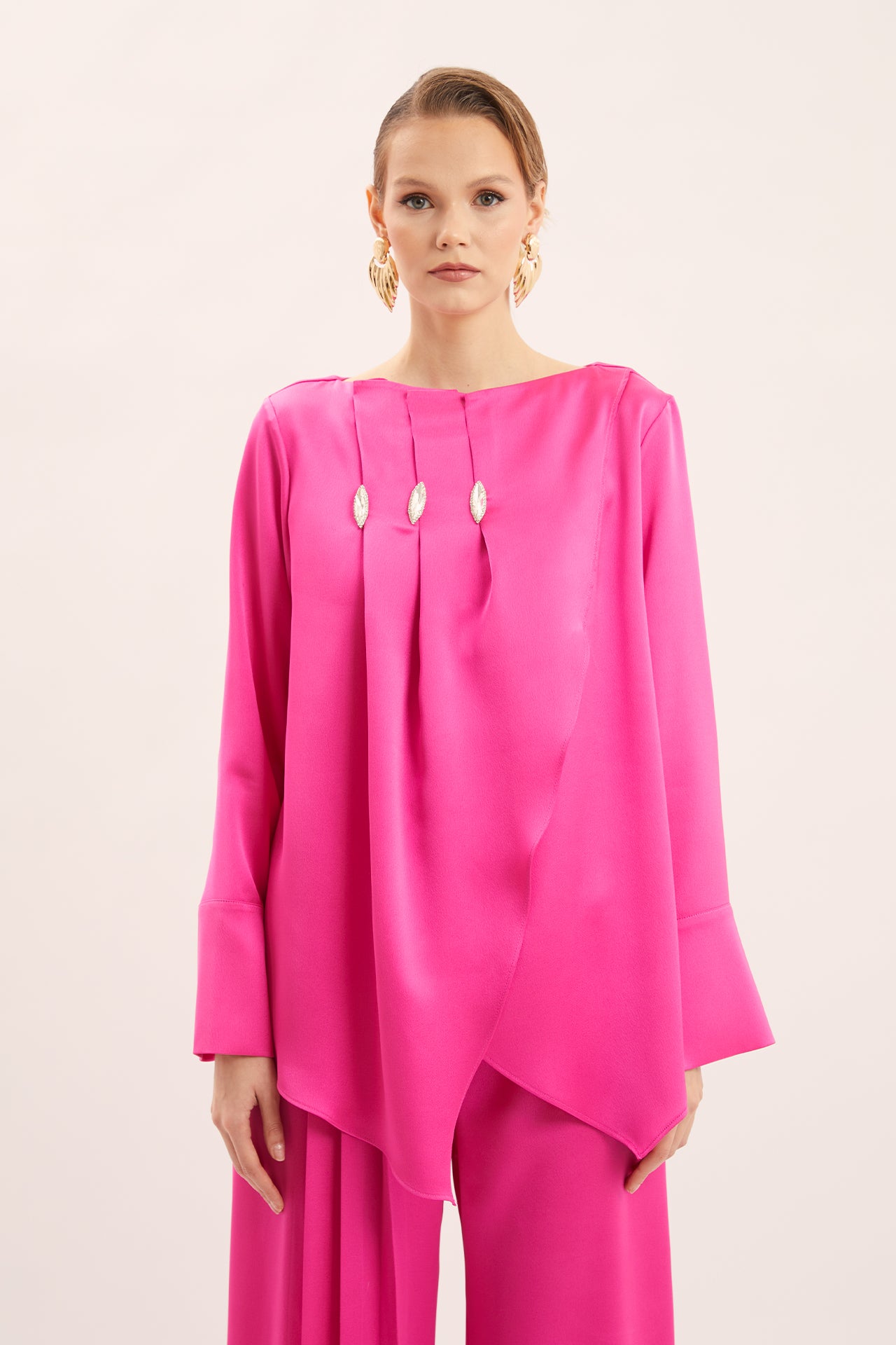 Stone Detail Blouse and Trouser Set