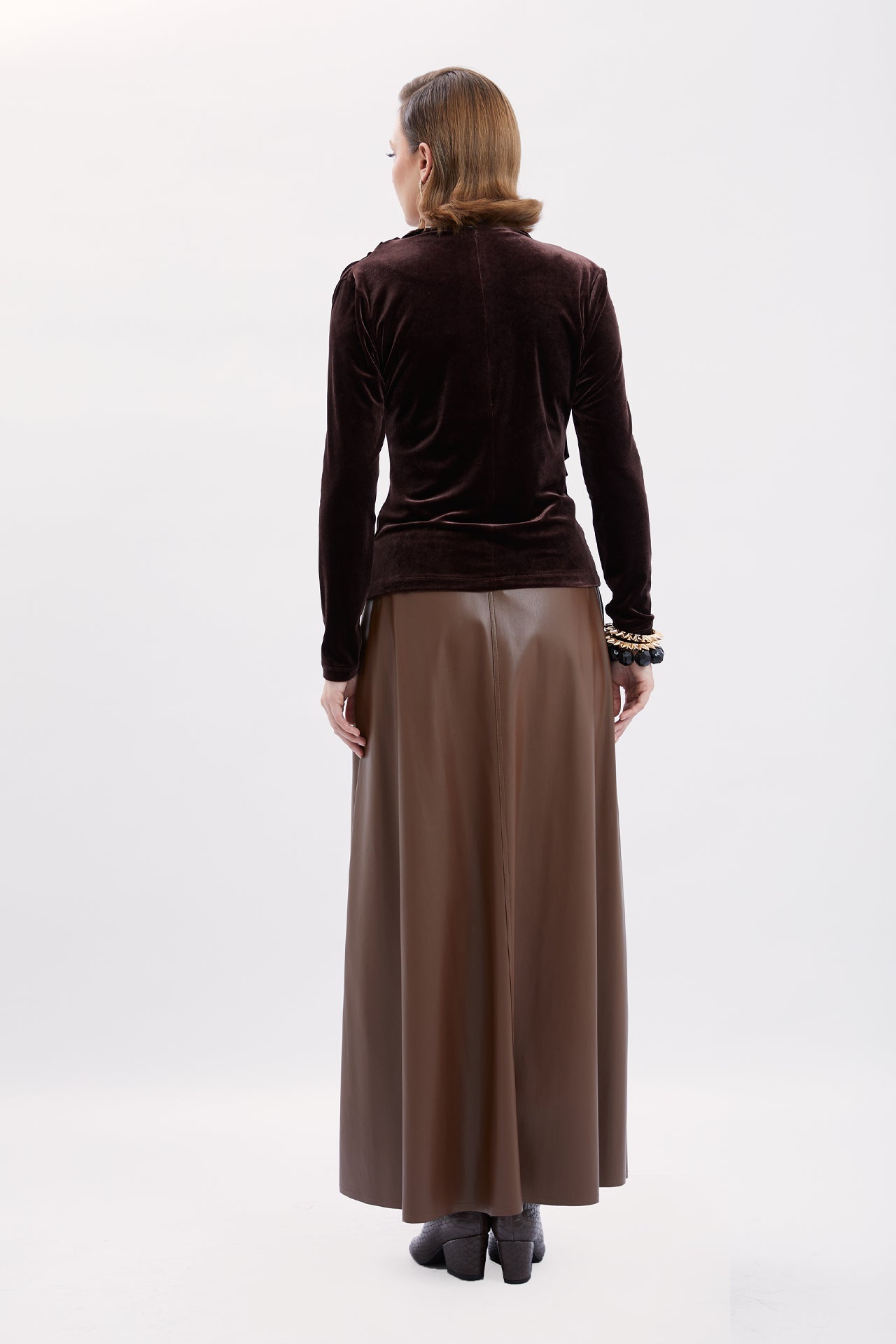 Pleated Detailed Velvet Blouse