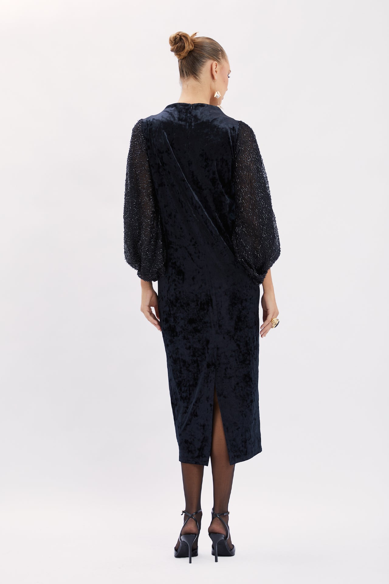 Embroidered Velvet Dress