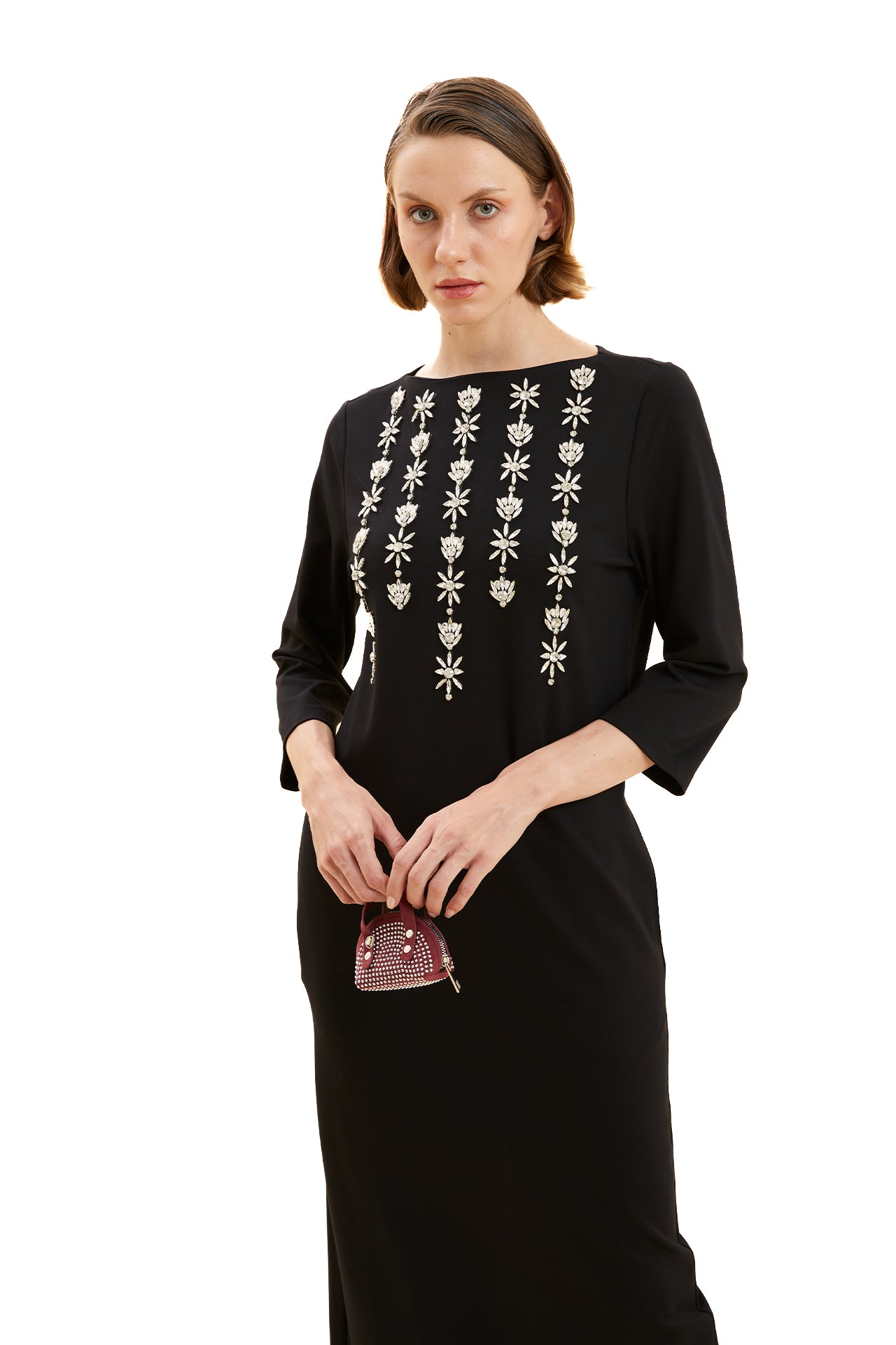 Stone Detailed Knitted Dress