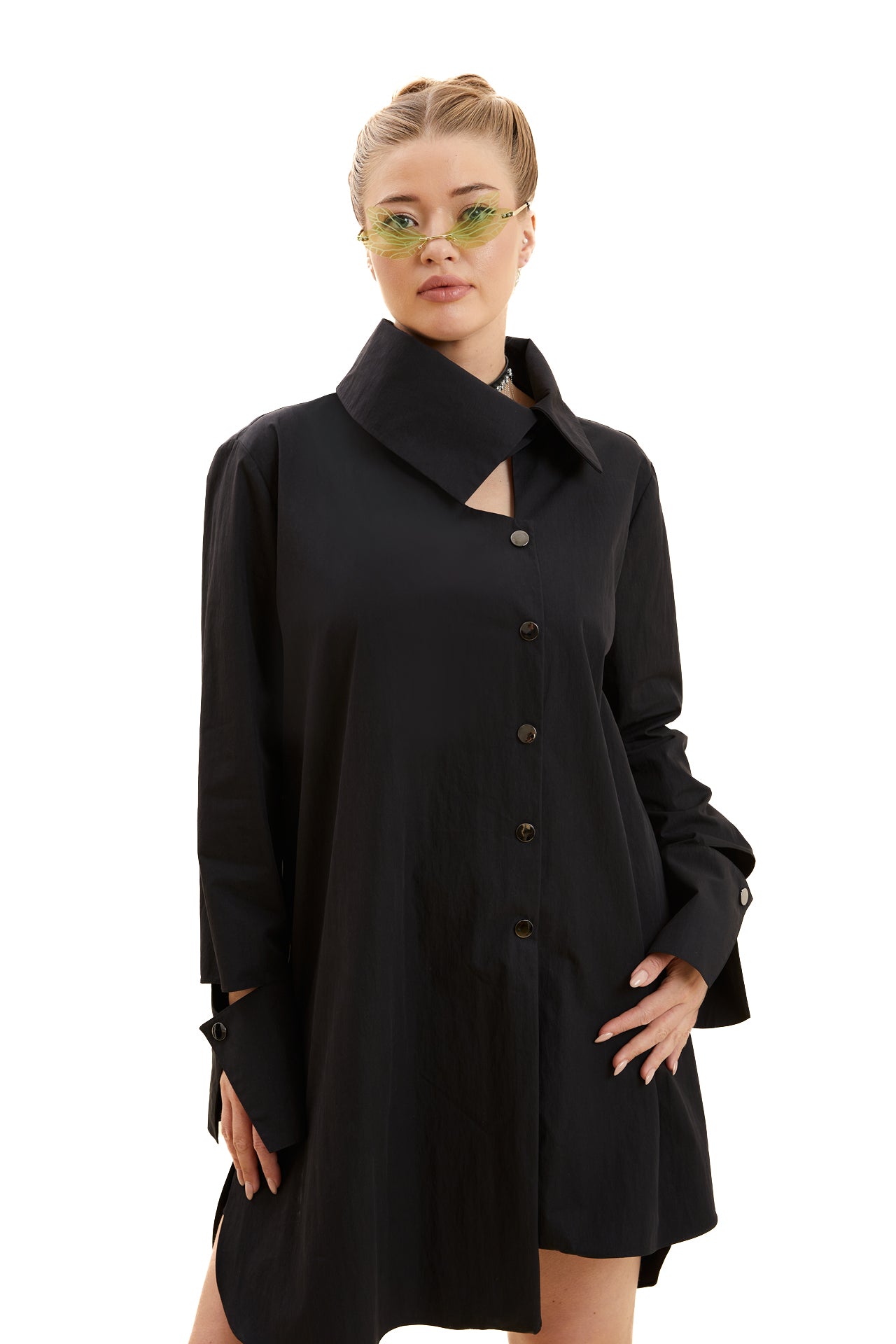 High Collar Asymmetric Shirt