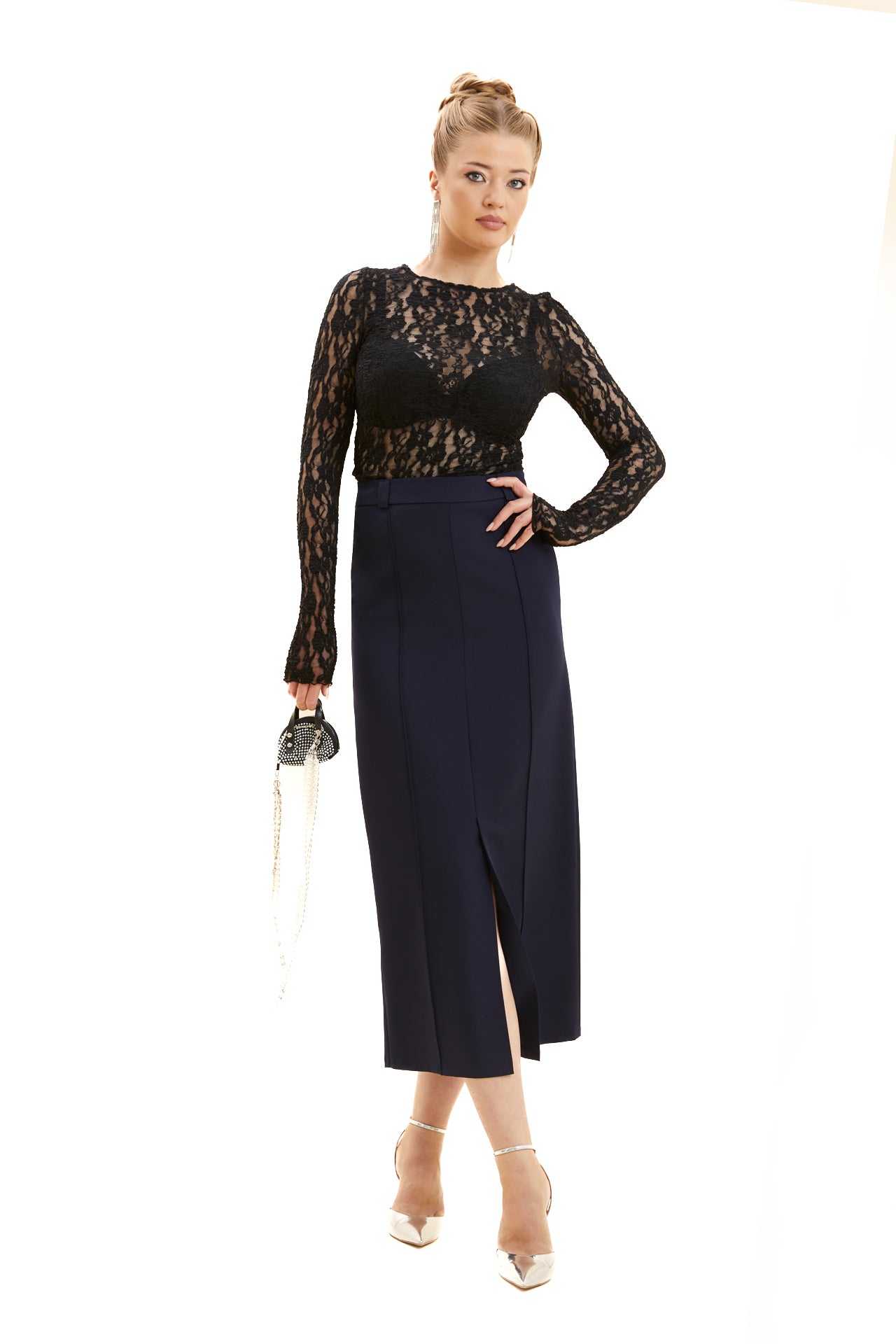 Front Slit Pencil Skirt -