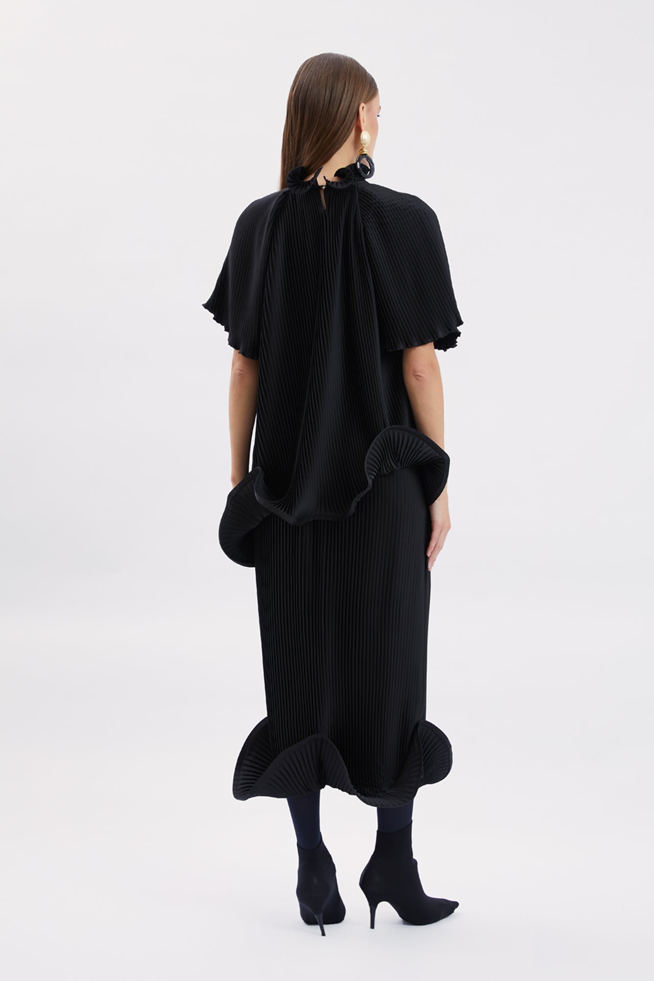 Pleated Skırt Set Wıth Ruffle Detaıl