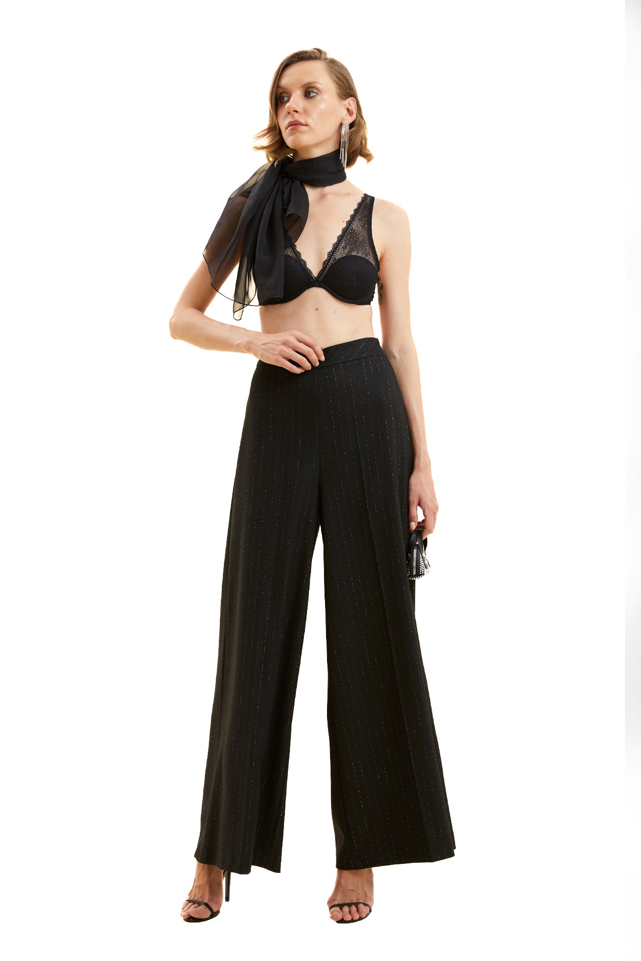 Wrex Çizgili Geniş Paça Pantolon