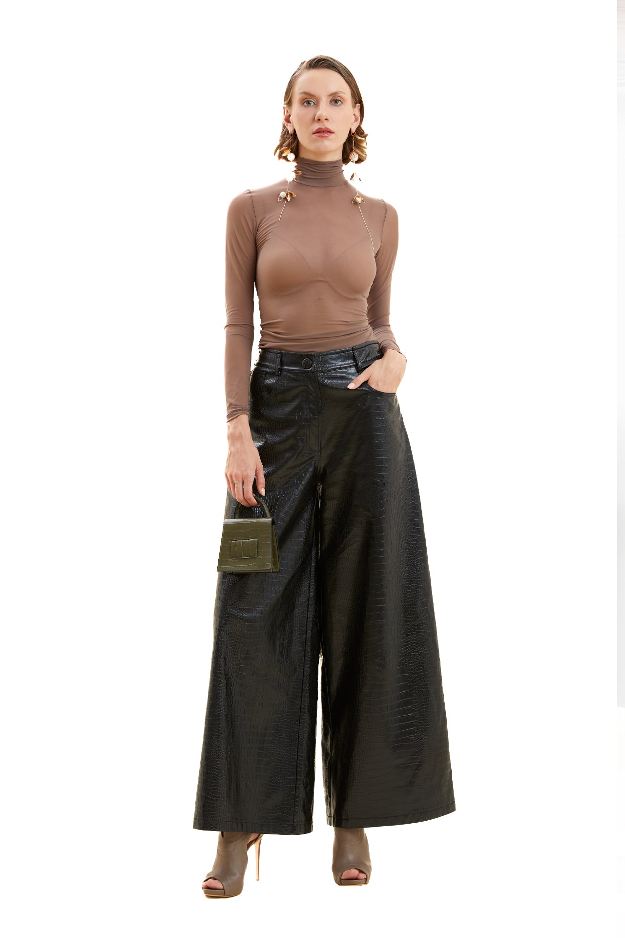 Piton Desen Deri Pantolon 