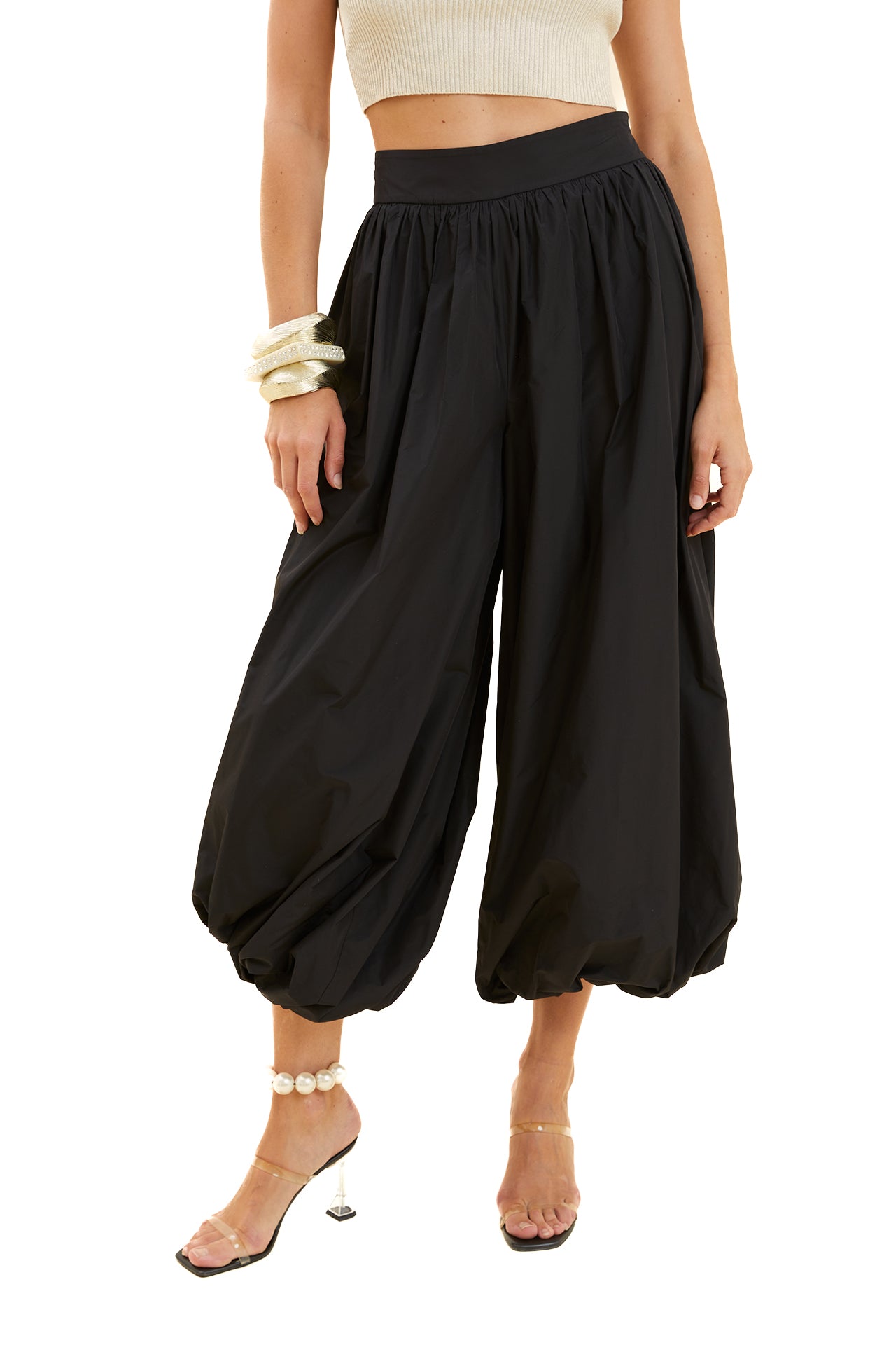 Balloon-Leg Capri Pants