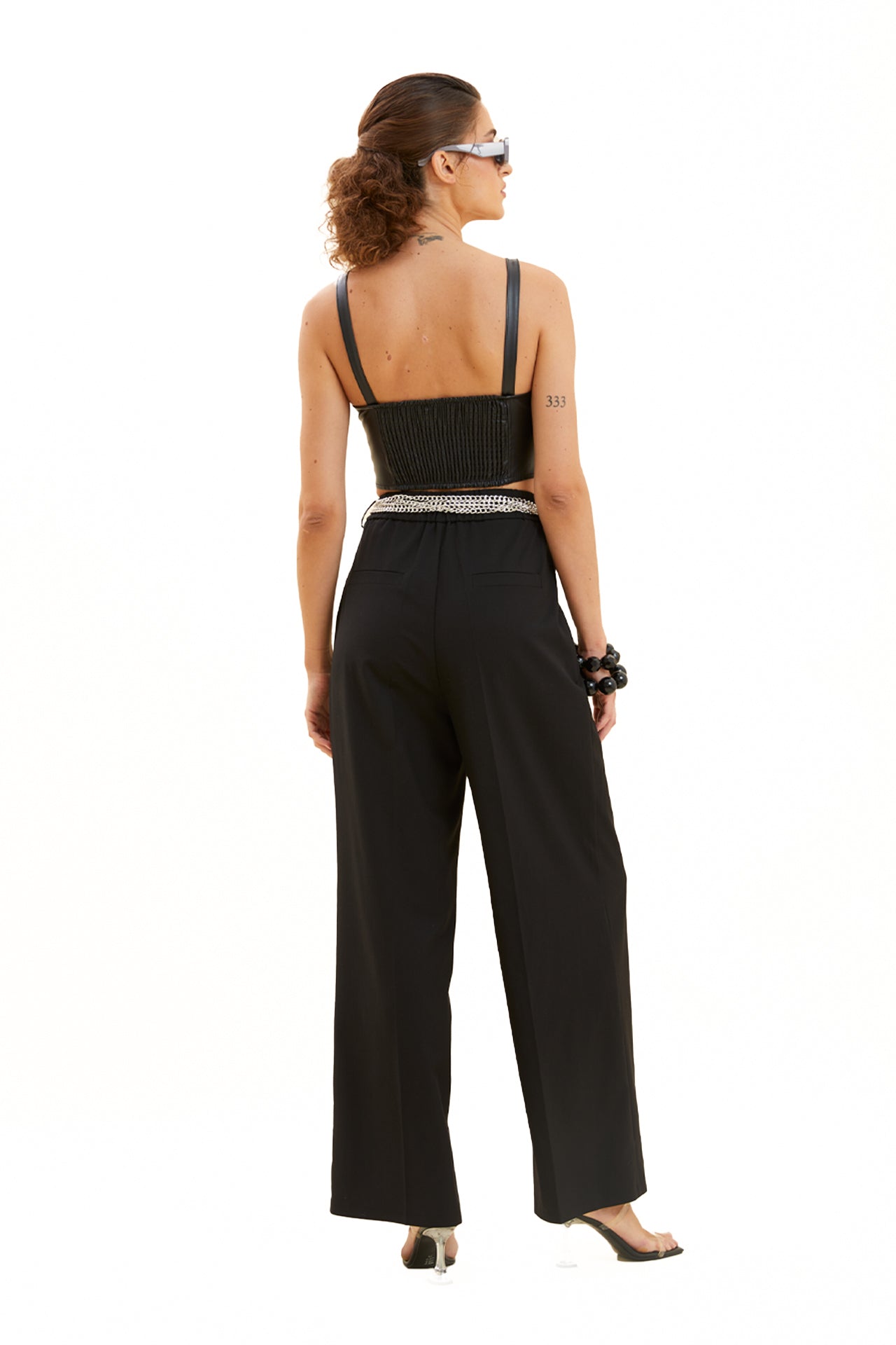 Pleated Trousers with Chain Belt