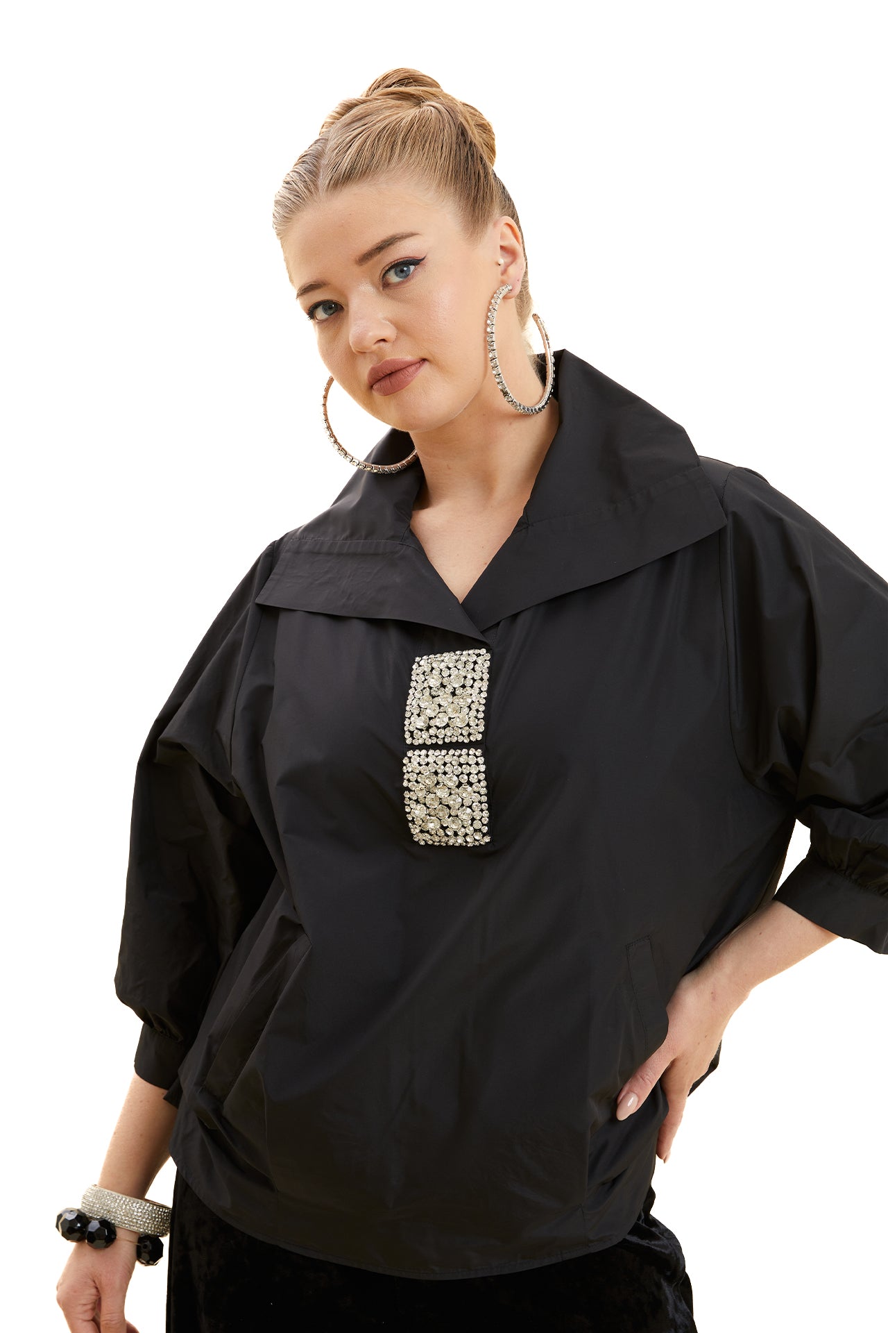 Embroidered Taffeta Blouse