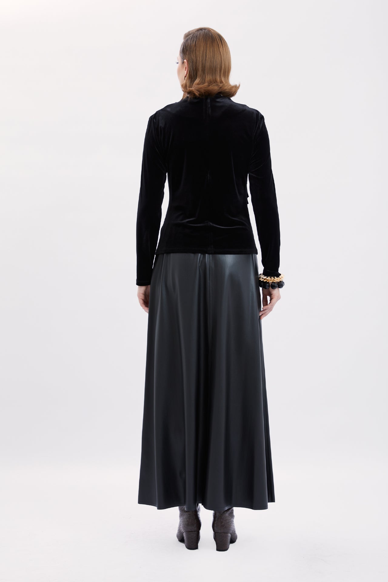 Pleated Detailed Velvet Blouse